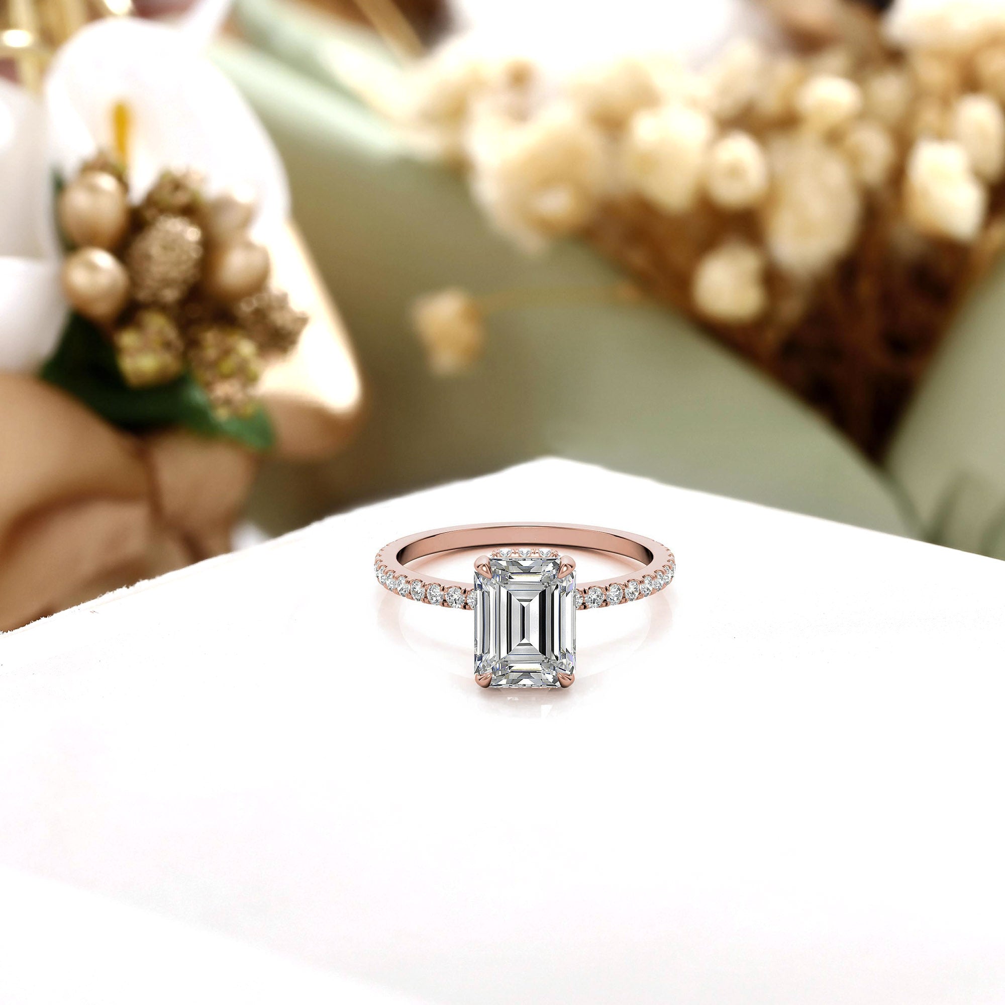 Sterling Silver Radiant Cut Adjustable Minimalist Style Rose Gold Ring Perfect for Engagement