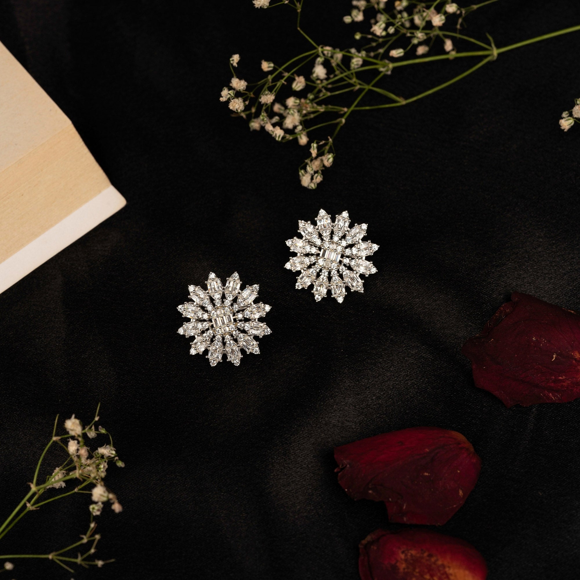 Sparkling Sunburst Stud Earrings