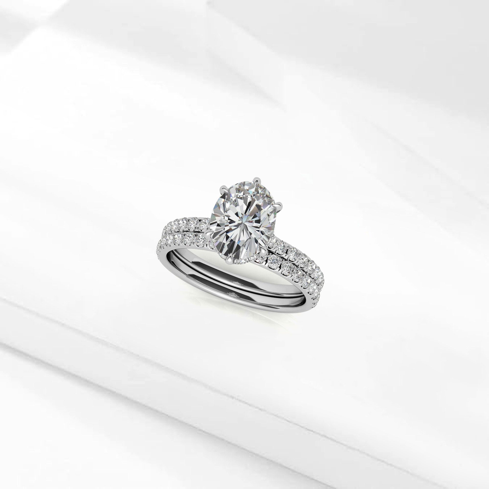 Stunning Adjustable Stackable Oval Ring - Sterling Silver with Elegant White Gold Plating