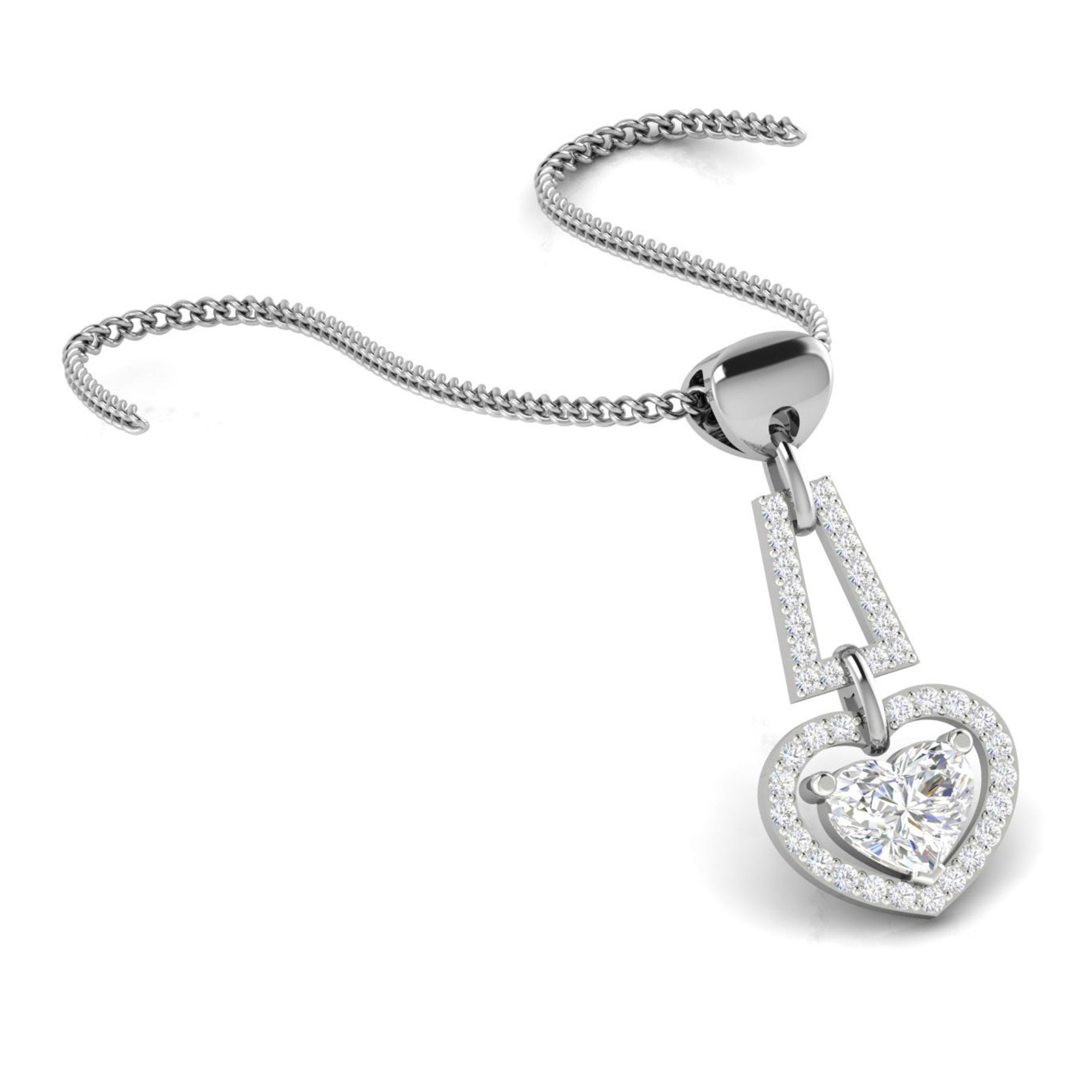 White Gold Dual Heart Pendant
