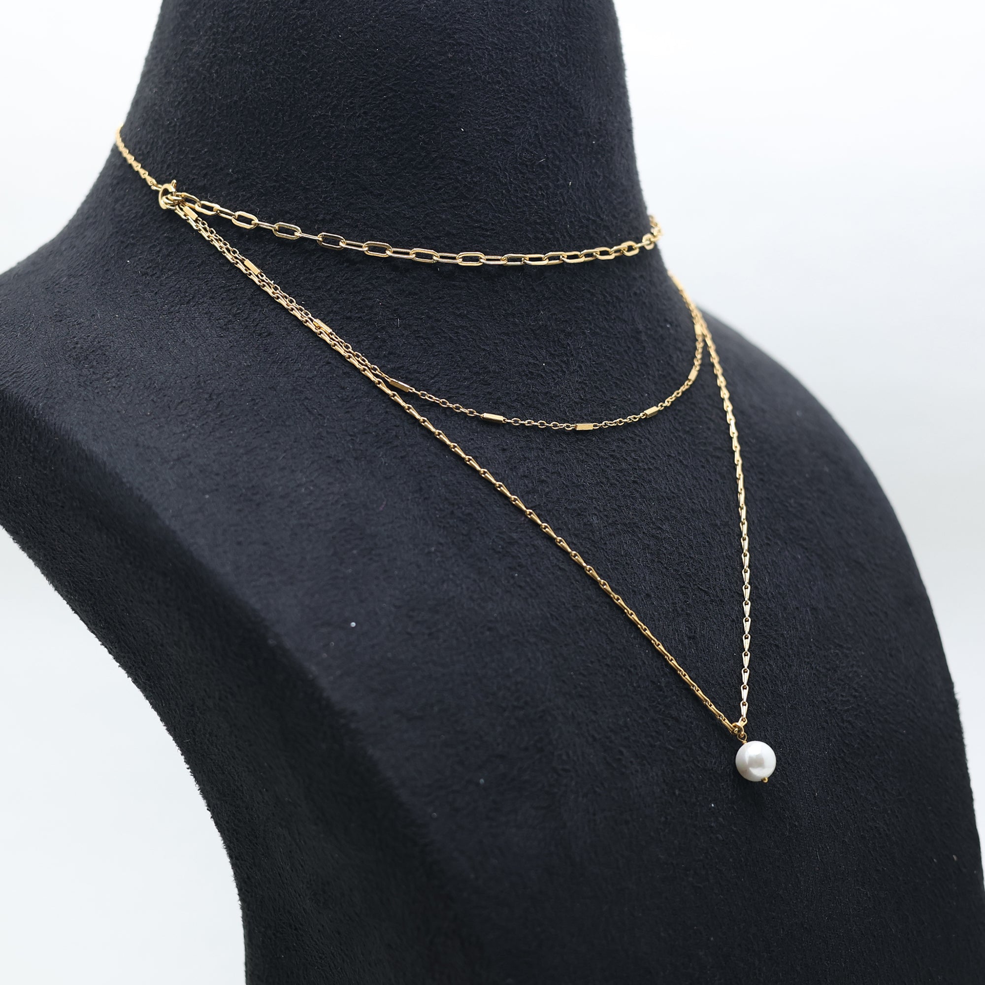 Three Layered Gold Chain Necklace