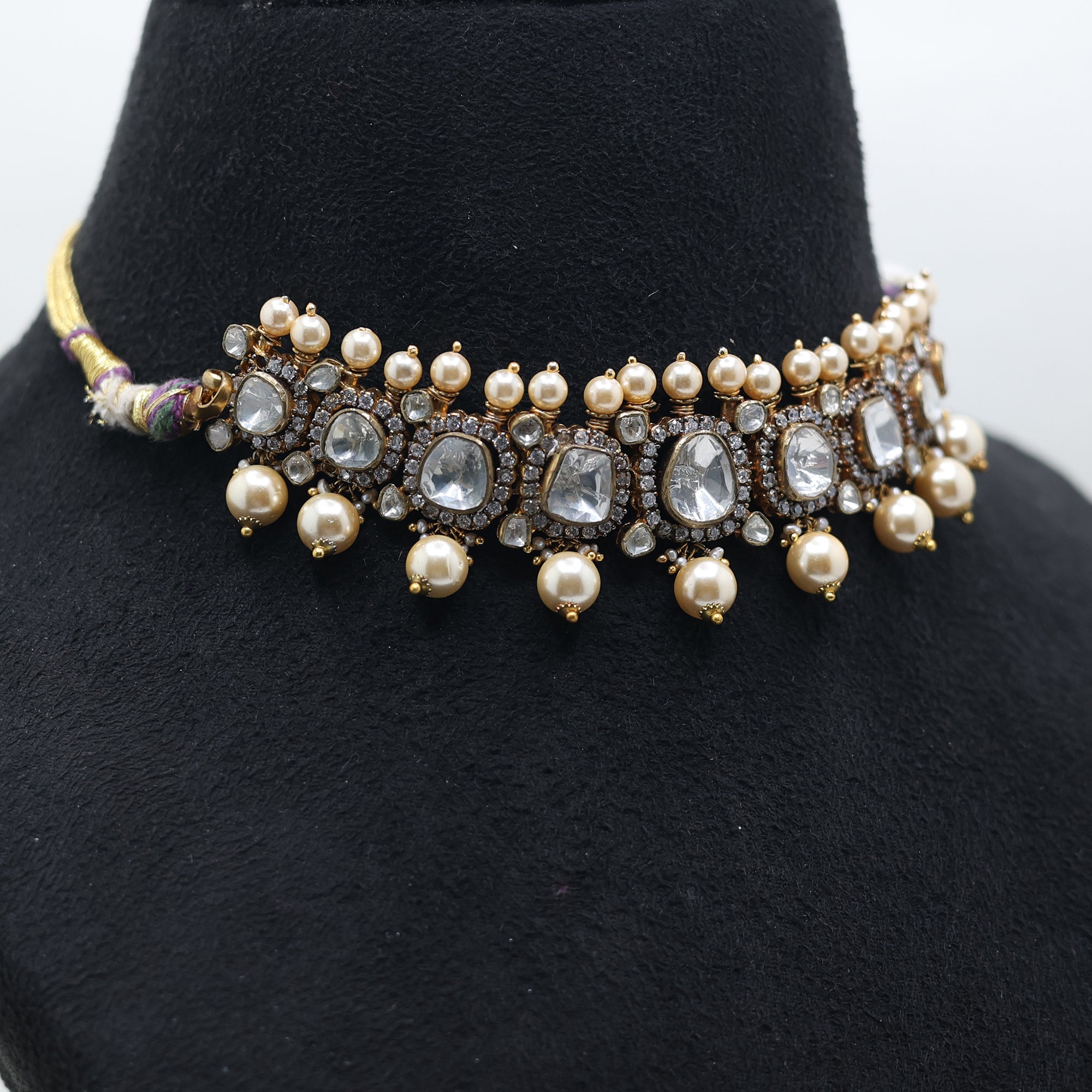 Elegant Polki Pearl Choker Necklace