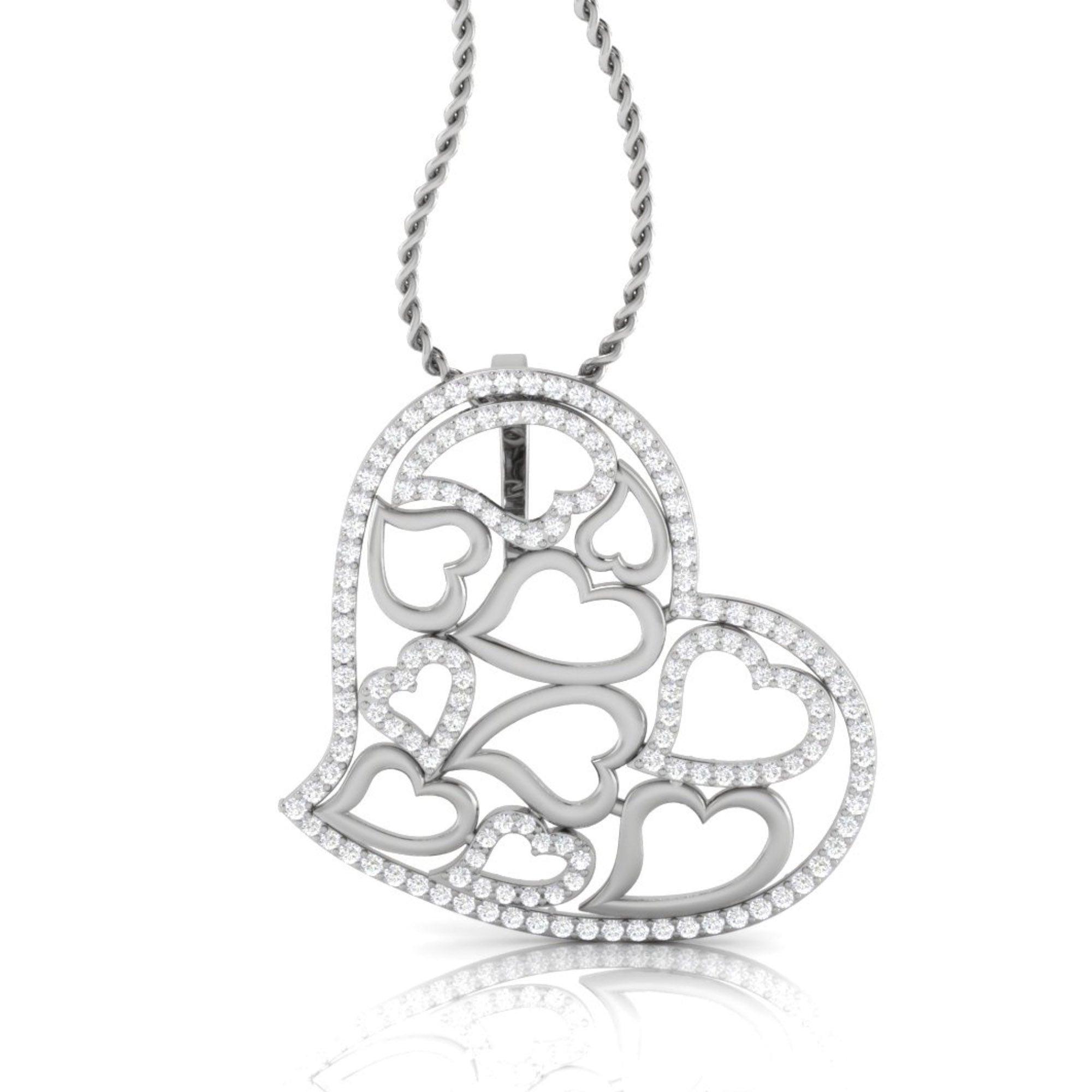 White Gold Multi Heart Pendant