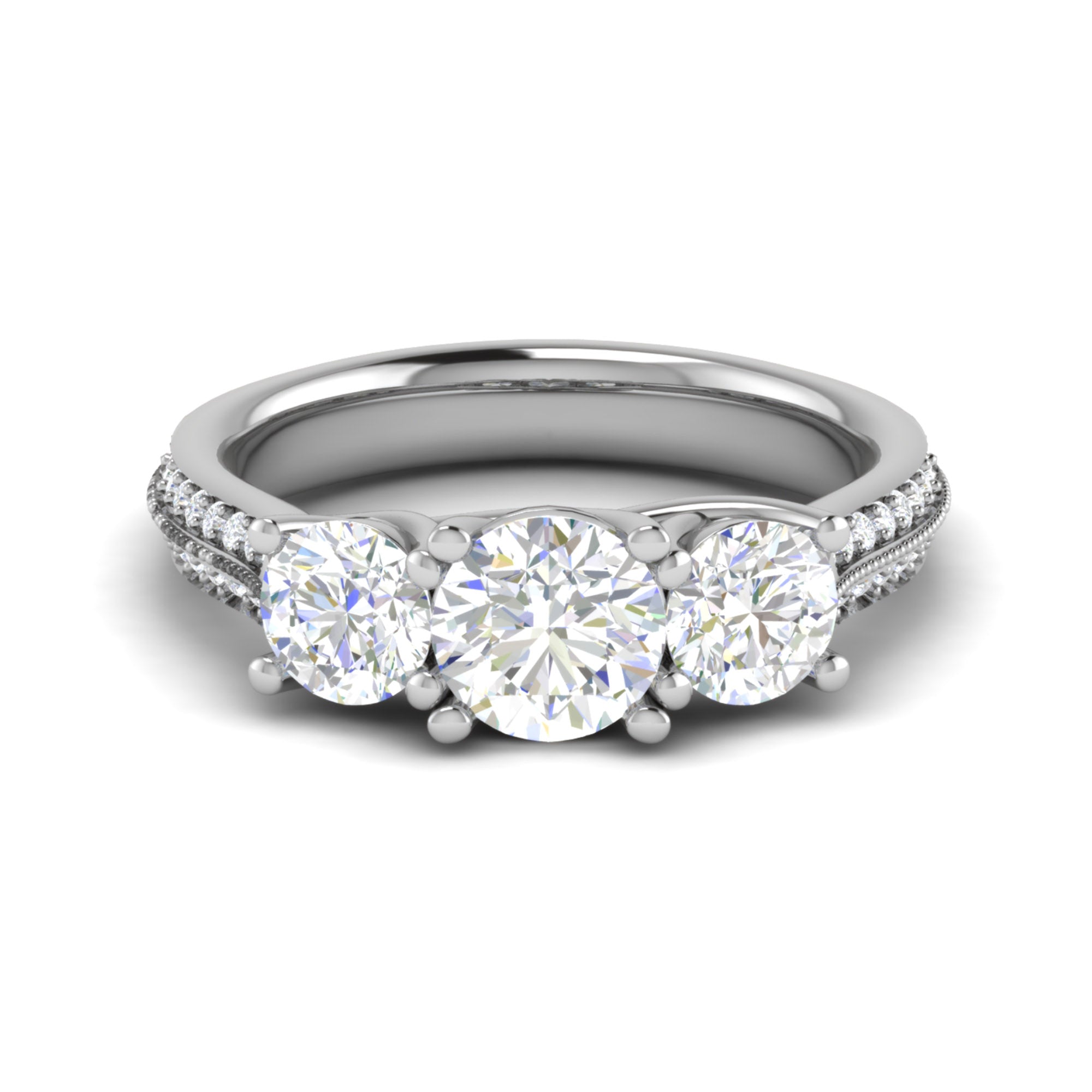 Stunning Three Stone Silver Ring