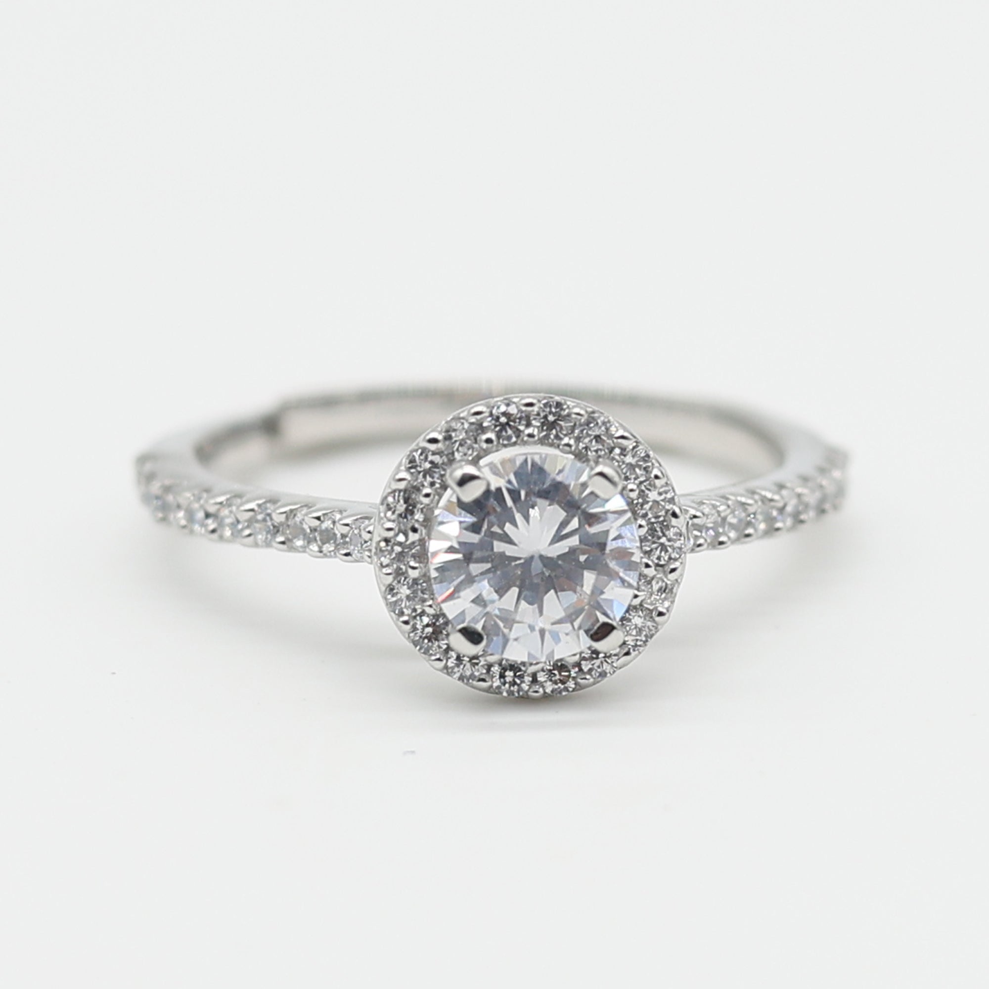 Round Halo Solitaire Ring