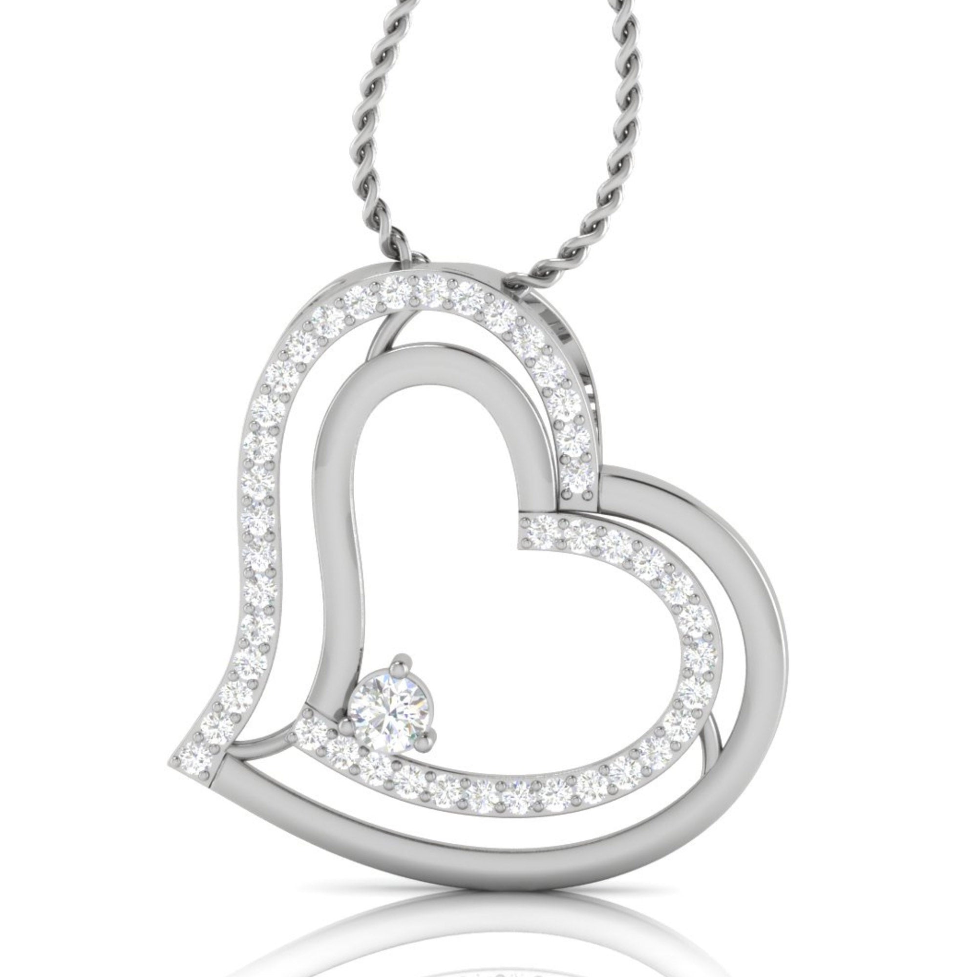 Twin Hearts Embrace Silver Pendant