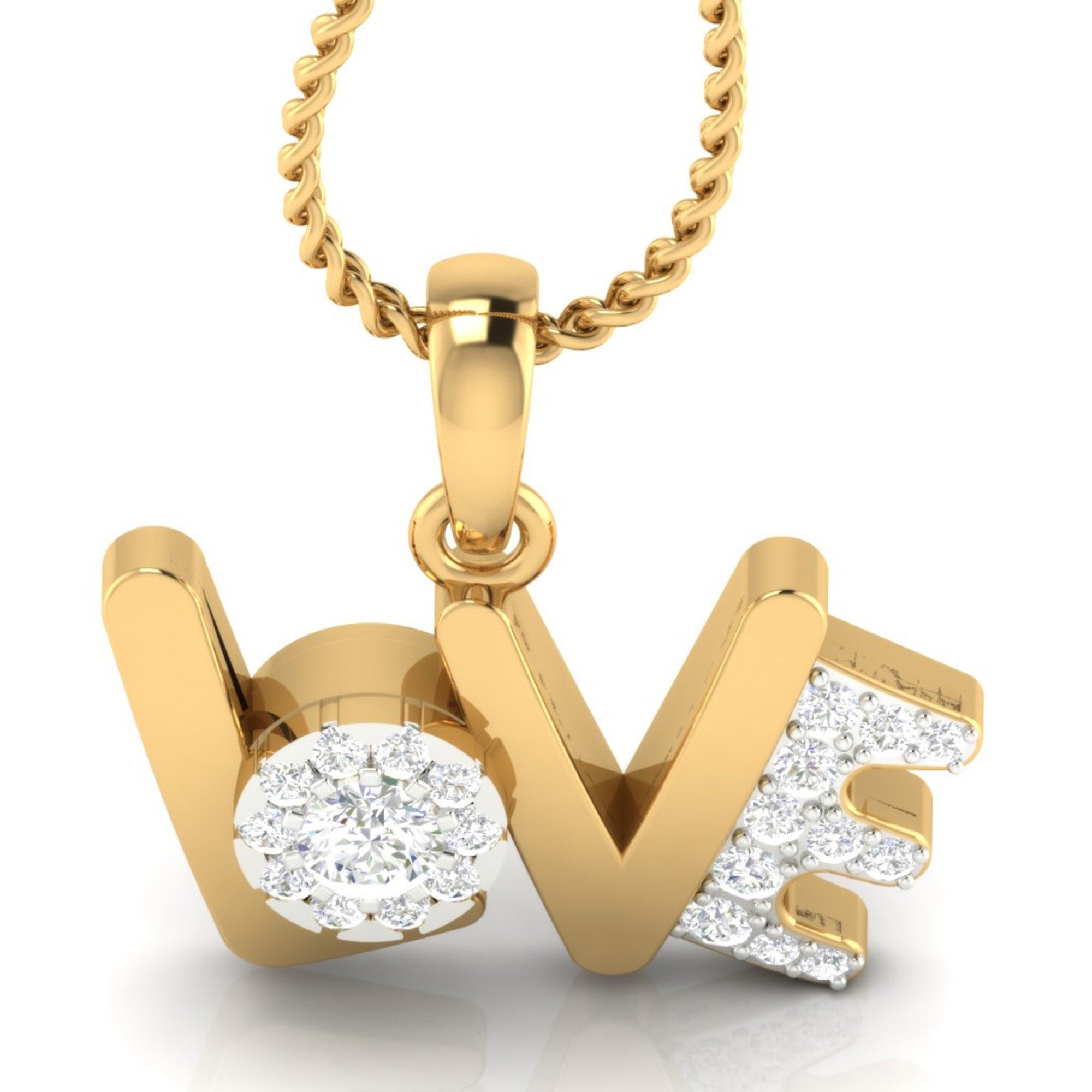 Gold Plated Love Script Pendant