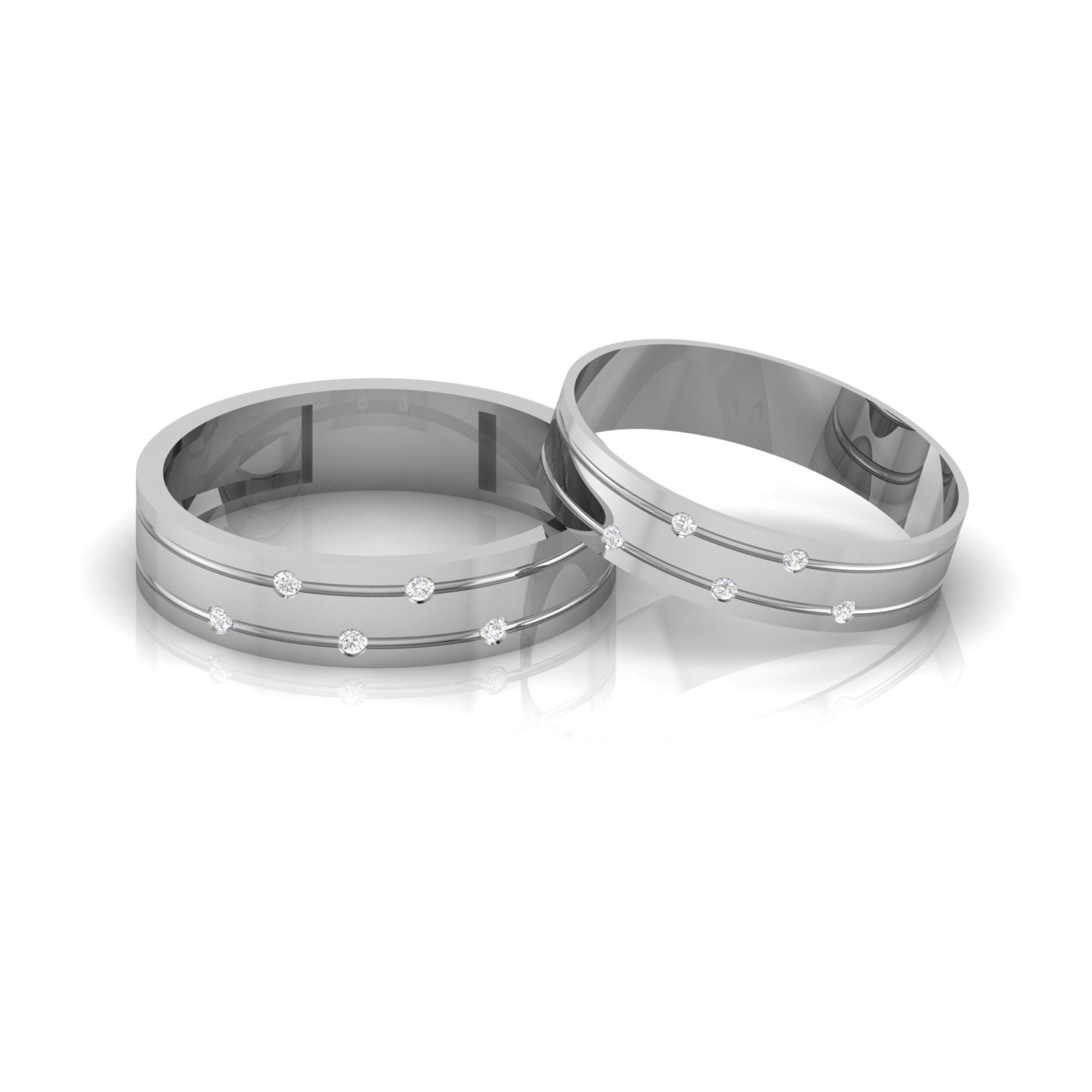 Modern Couple Diamond Band