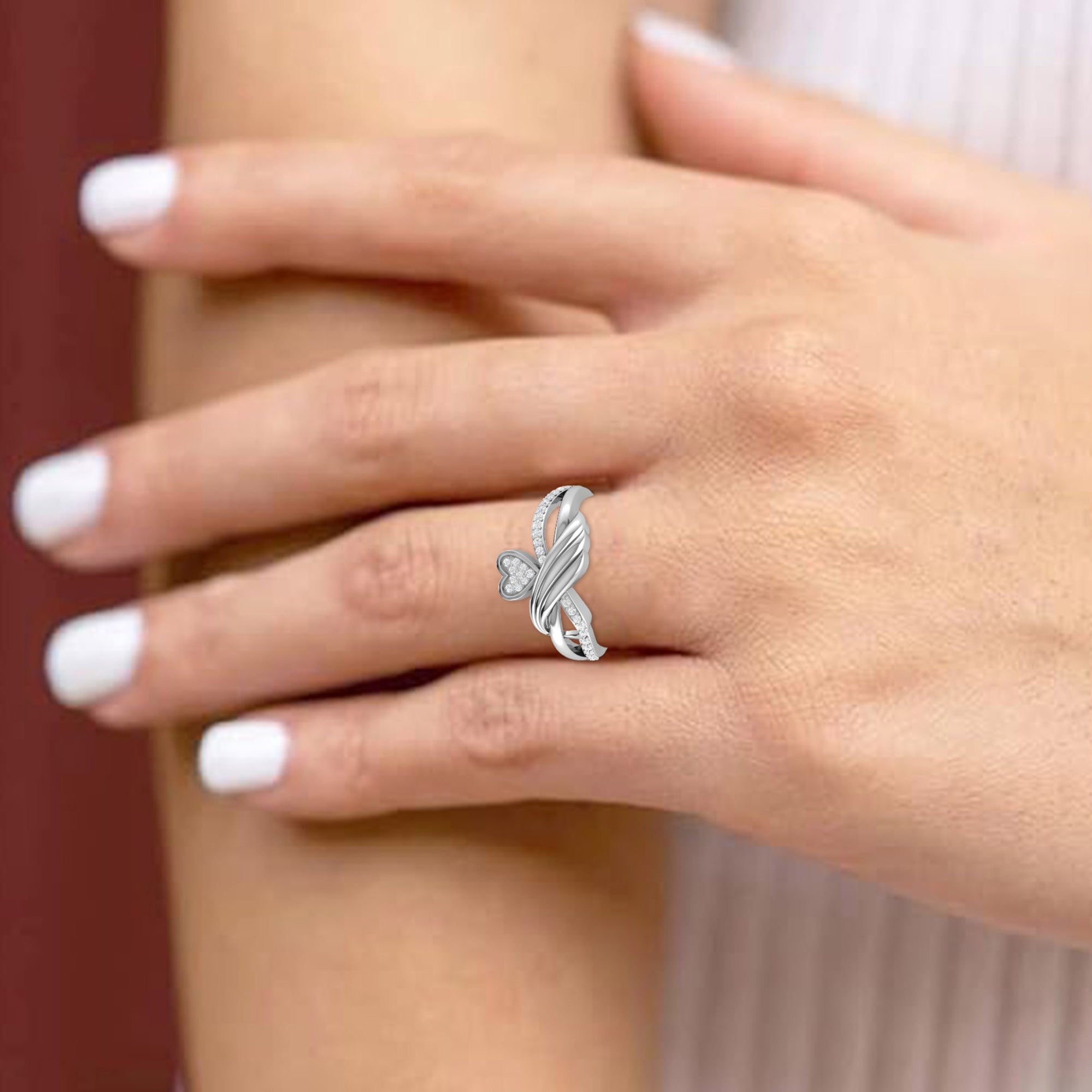 Sterling Silver Crossover Heart Ring