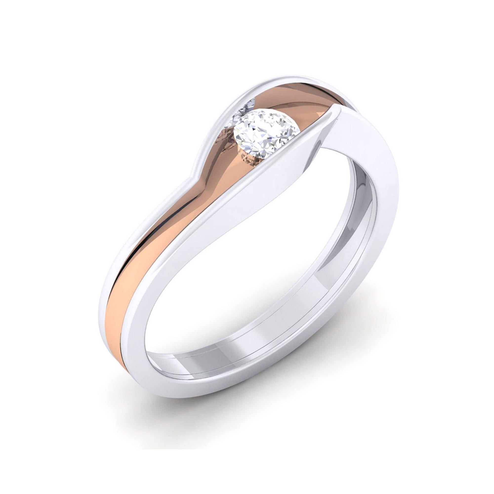 Dual Tone Modern Wave Ring