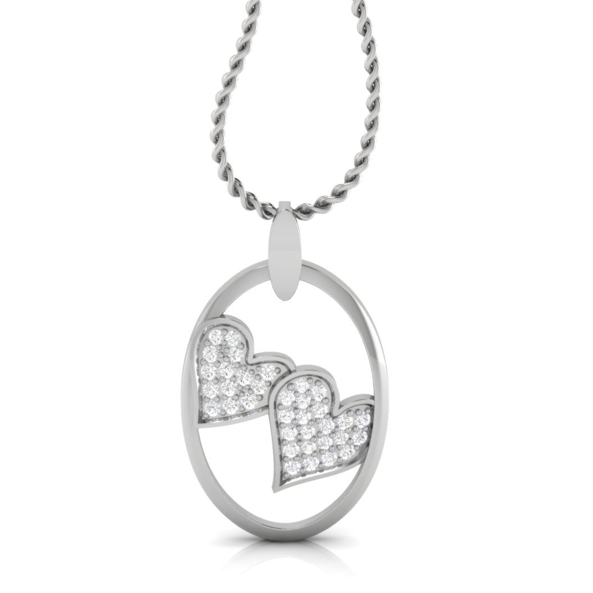 Twin Heart Pendant in Sterling Silver