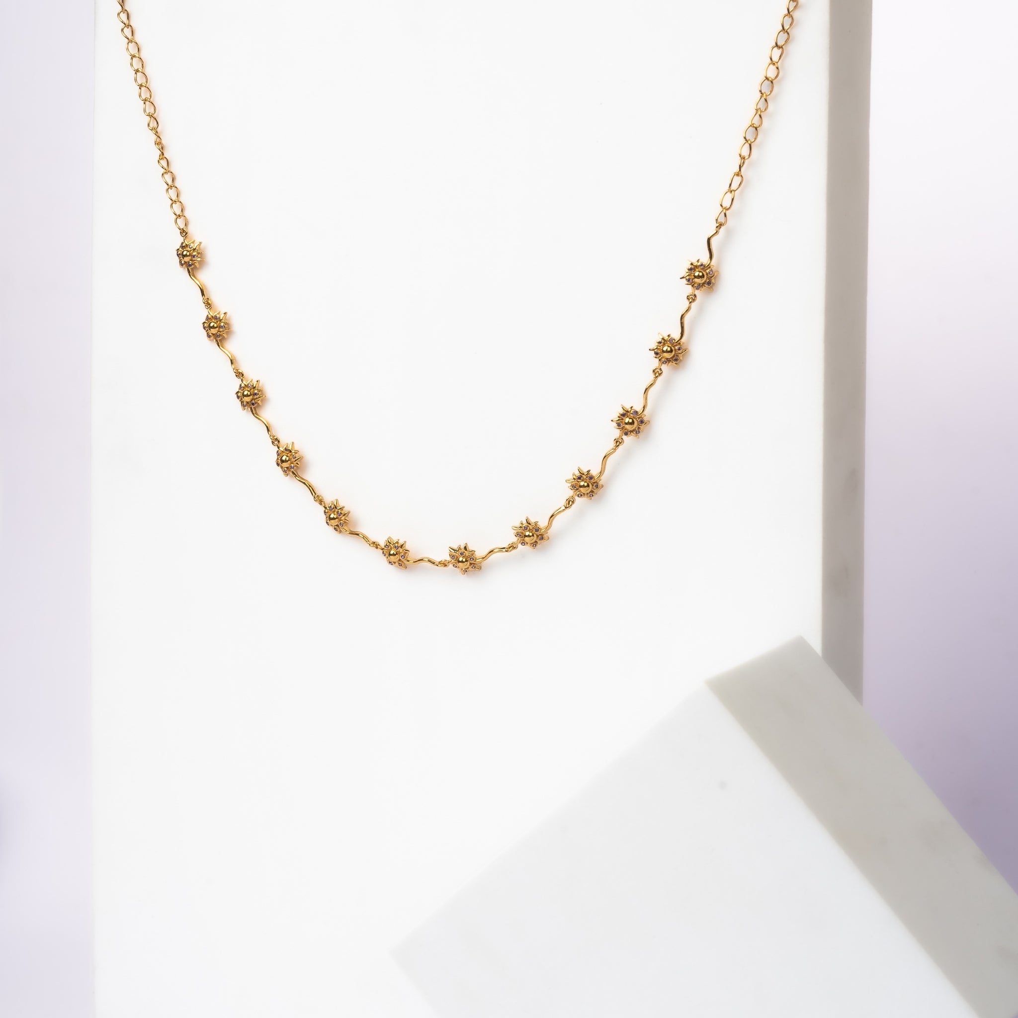 Delicate Floral Design Amethyst Necklace