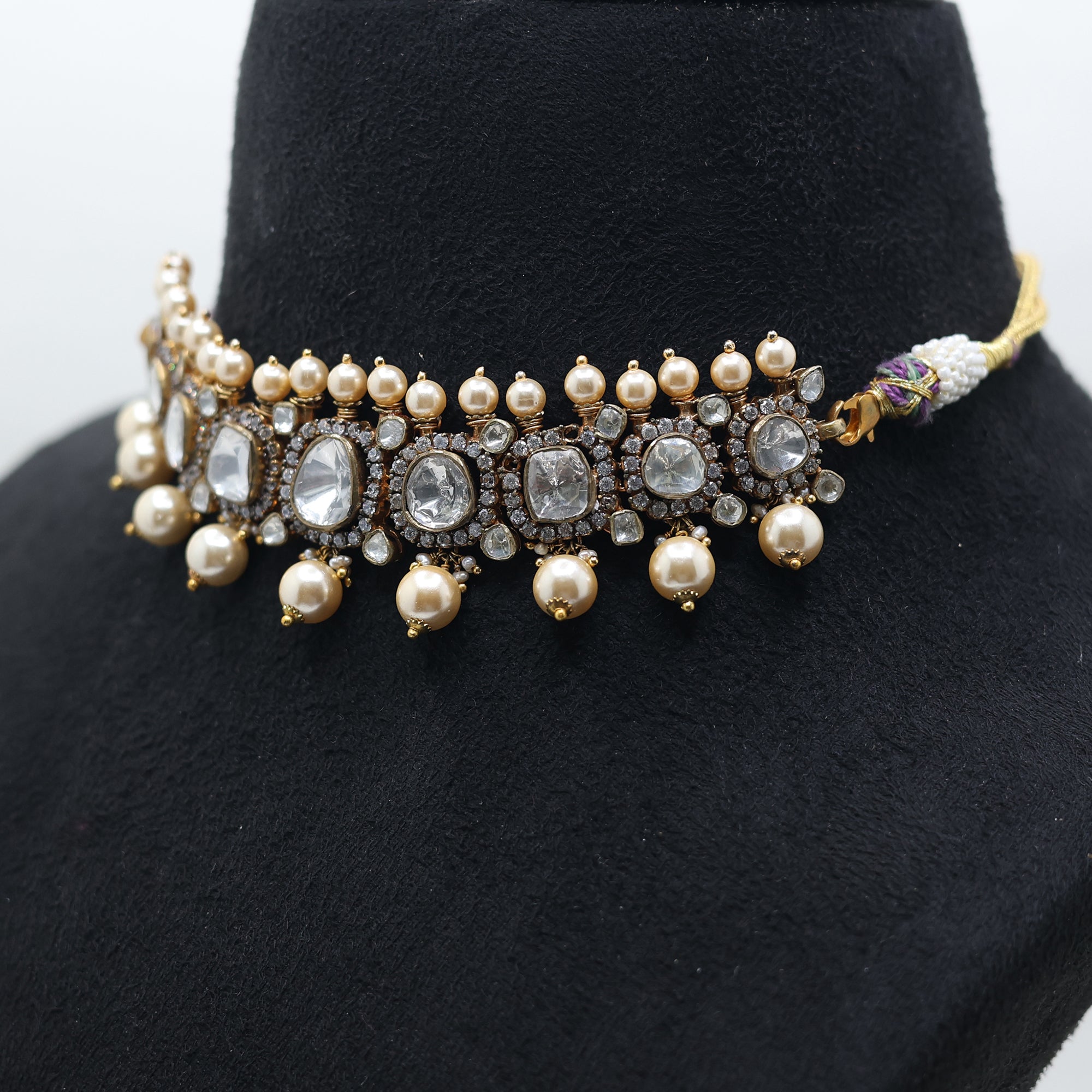 Elegant Polki Pearl Choker Necklace