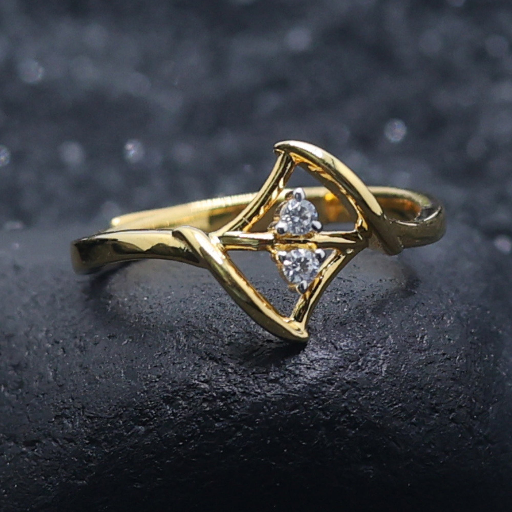 Modern Silver Dual Triangular Ring