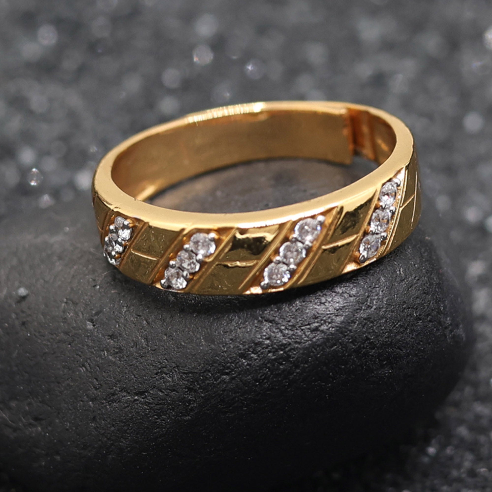 Gold Plated Diagonal Stripe Band