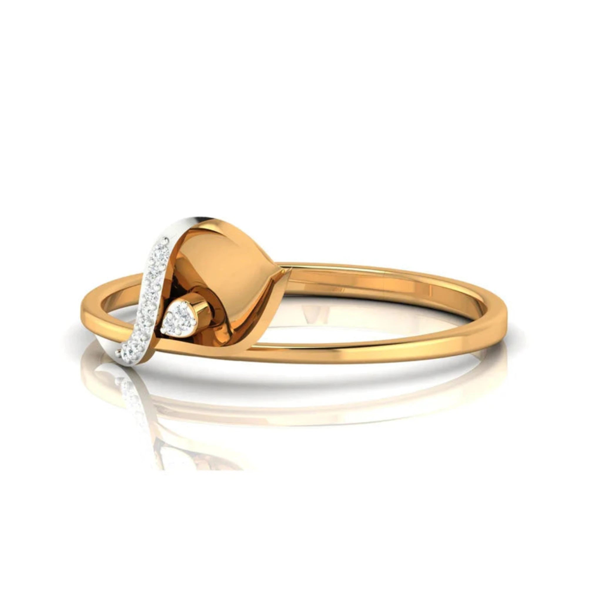 Yellow Gold Adjustable Silver Organic Leaf Subtle Sparkle Petal Form Ring For Woman