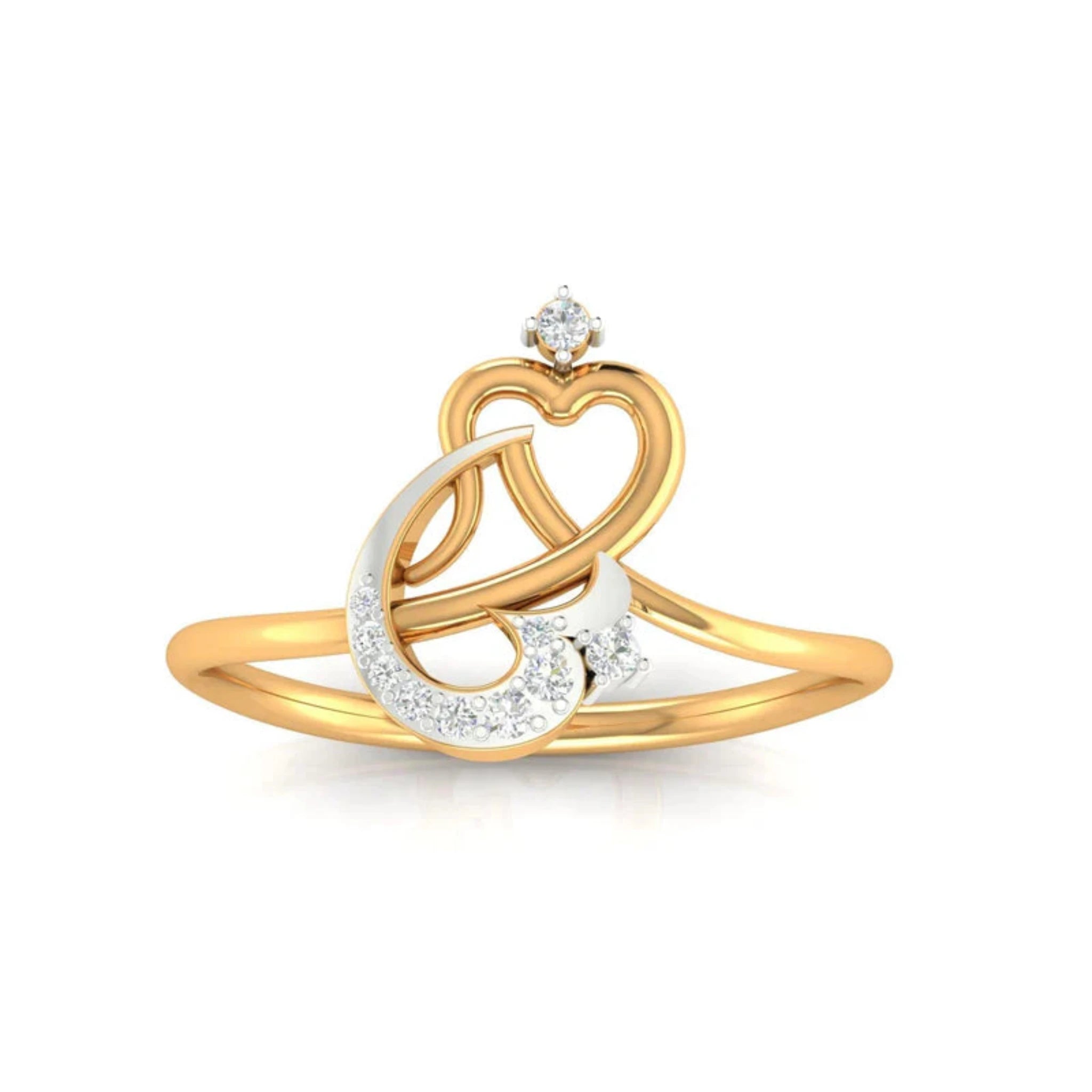 Yellow Gold Adjustable Silver Dual Heartstone Knot Stone-Studded Ring For Woman