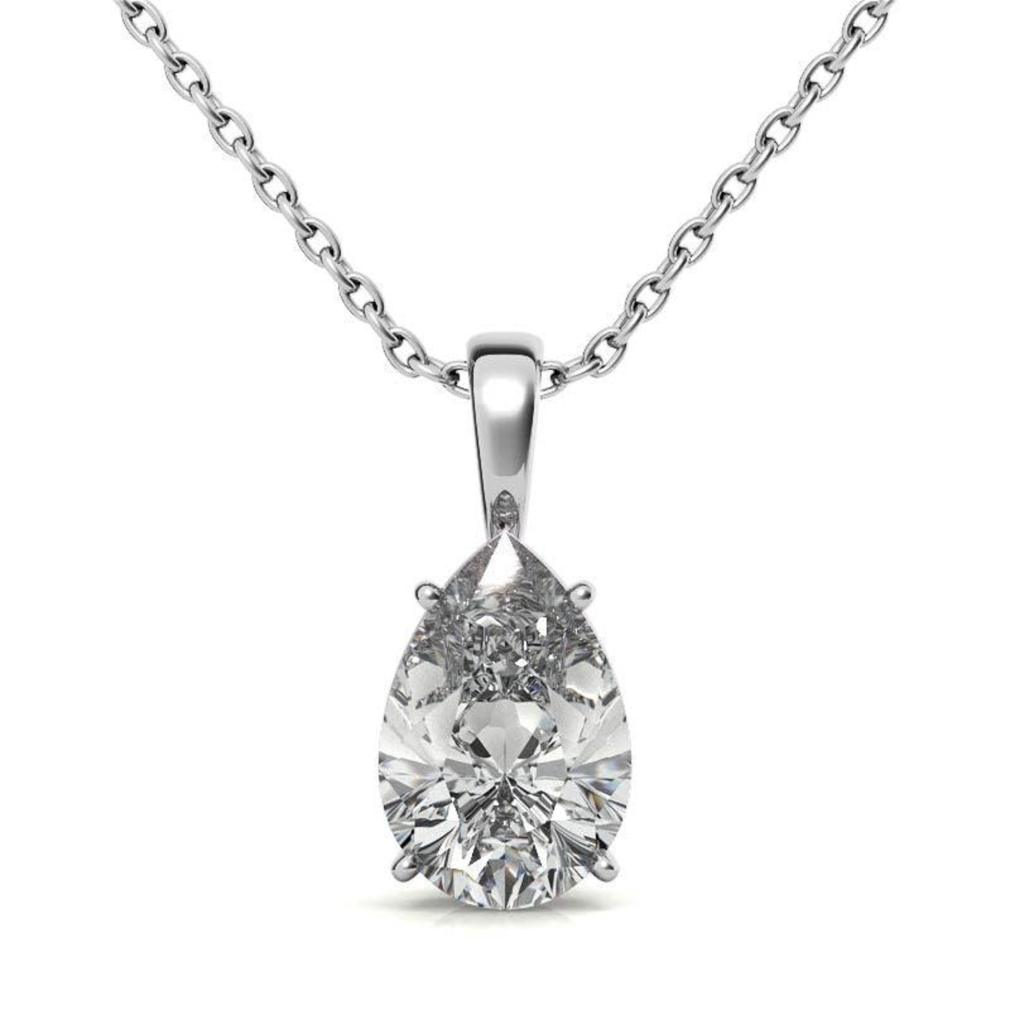 925 Sterling Silver Diamond Elegance Solitaire Pendant AUS-668 - Auory