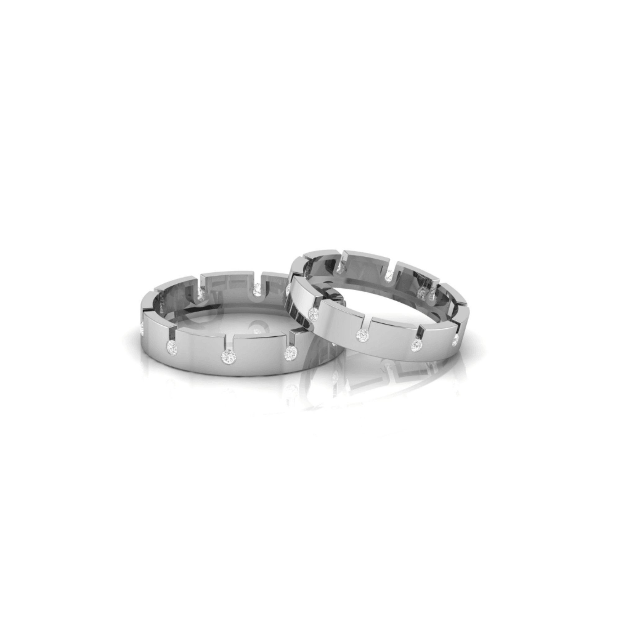 Adjustable Silver White Gold Stunning Diamond-Studded Band For Couple