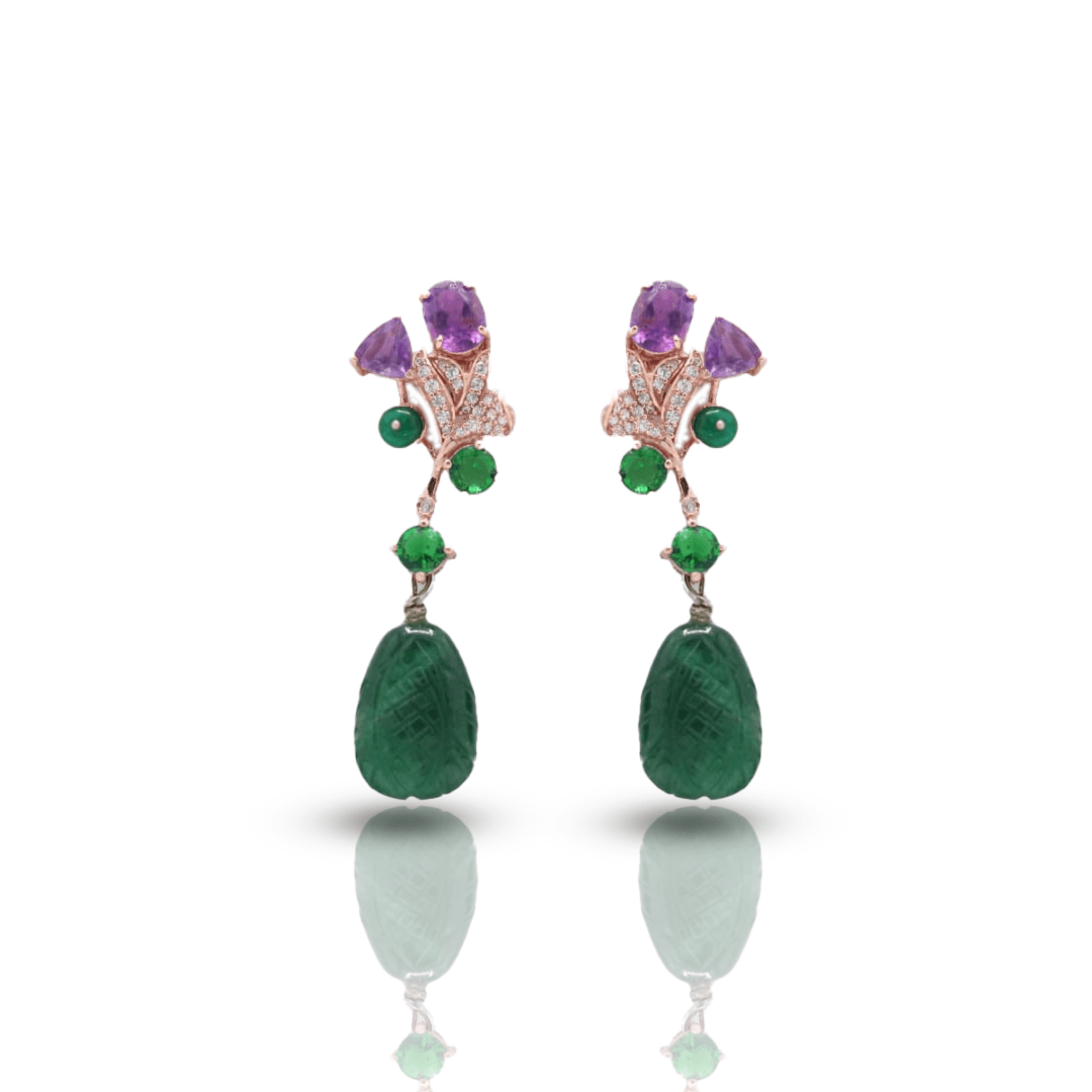 925 Sterling Silver Emerald Green Earring - Auory