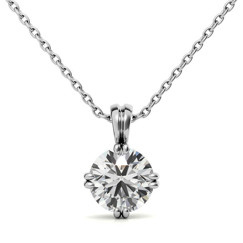 925 Sterling Silver Radiant Round Solitaire Pendant AUS-679 - Auory