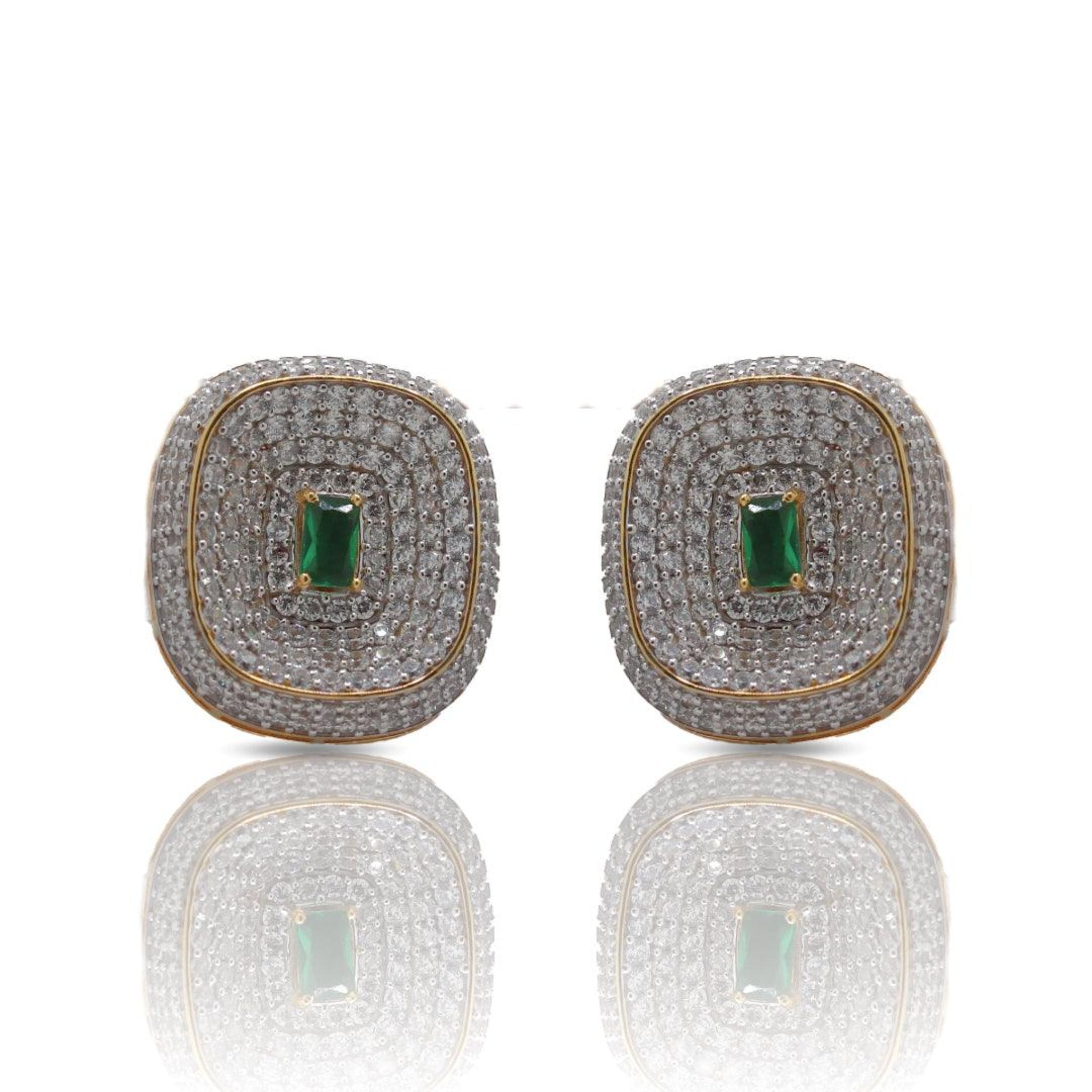 925 Sterling Silver Squared Elegance Emerald Earring - Auory