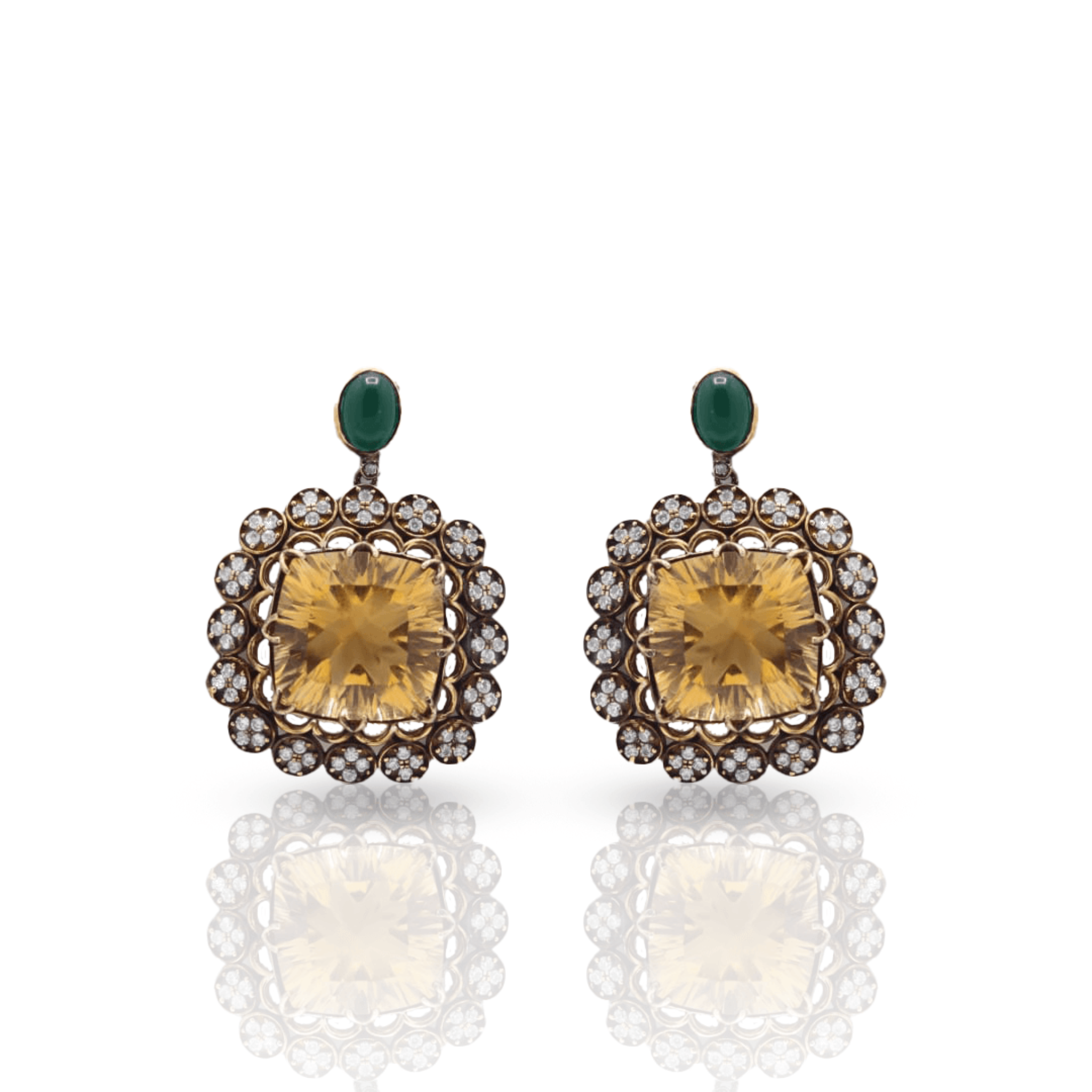 925 Sterling Silver Yellow Sapphire Earring - Auory