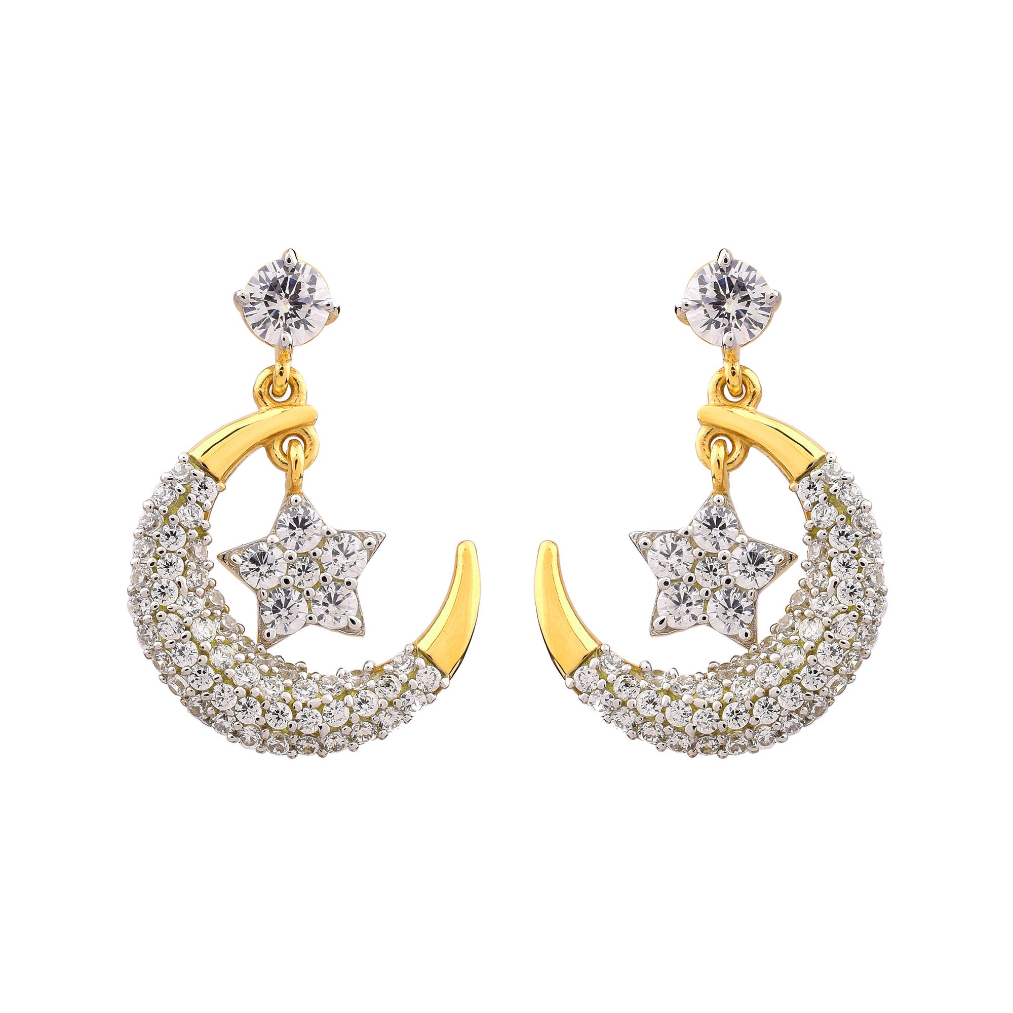 Sterling Silver Moon and Star Earrings