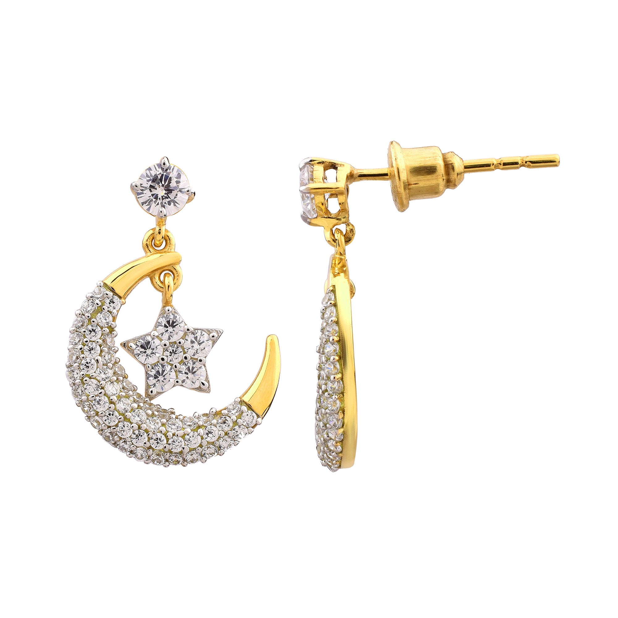 Sterling Silver Moon and Star Earrings