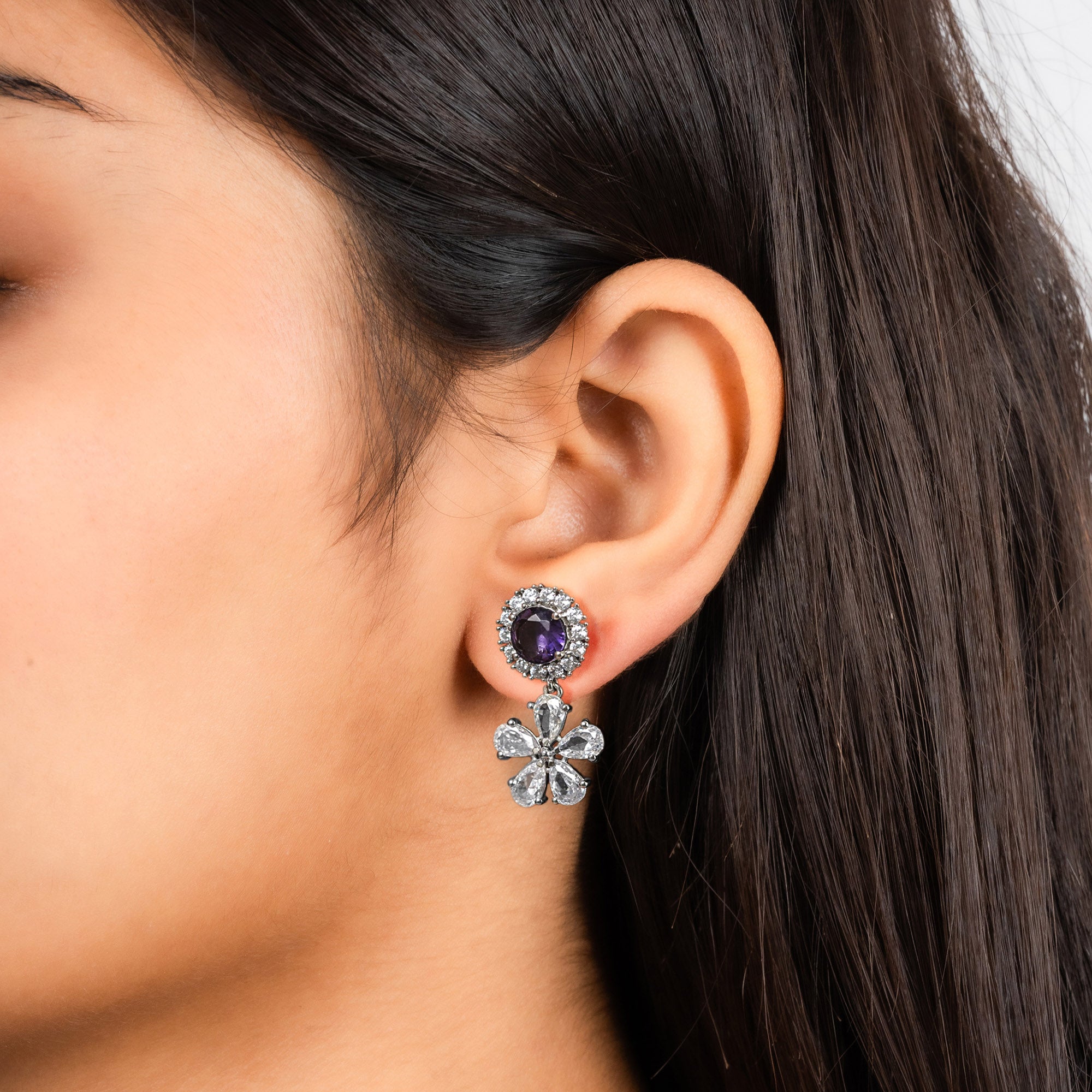 Ethnic Amethyst Drop Earrings