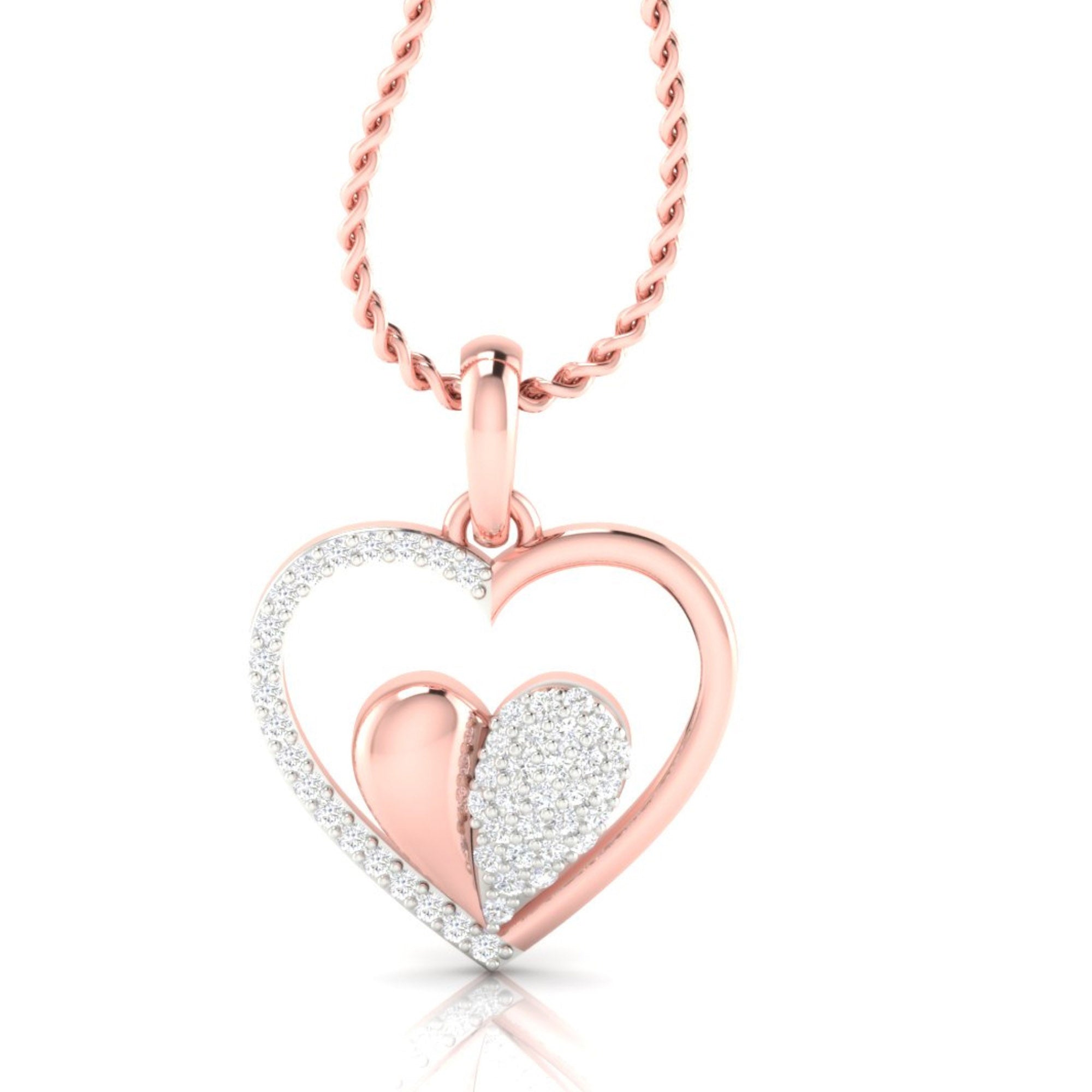 Double Heart Rose Gold Pendant