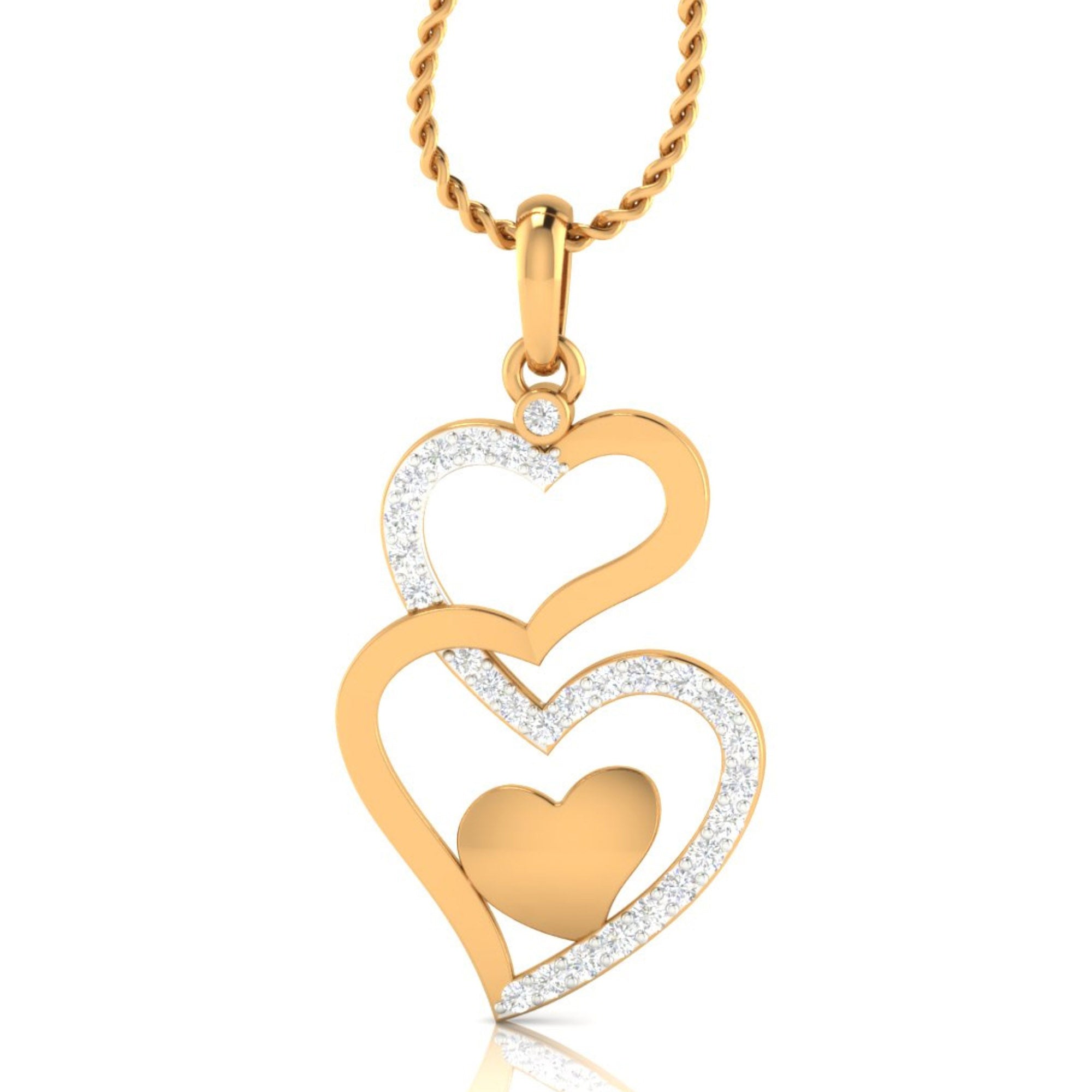 Gold Plated Triple Heart Pendant