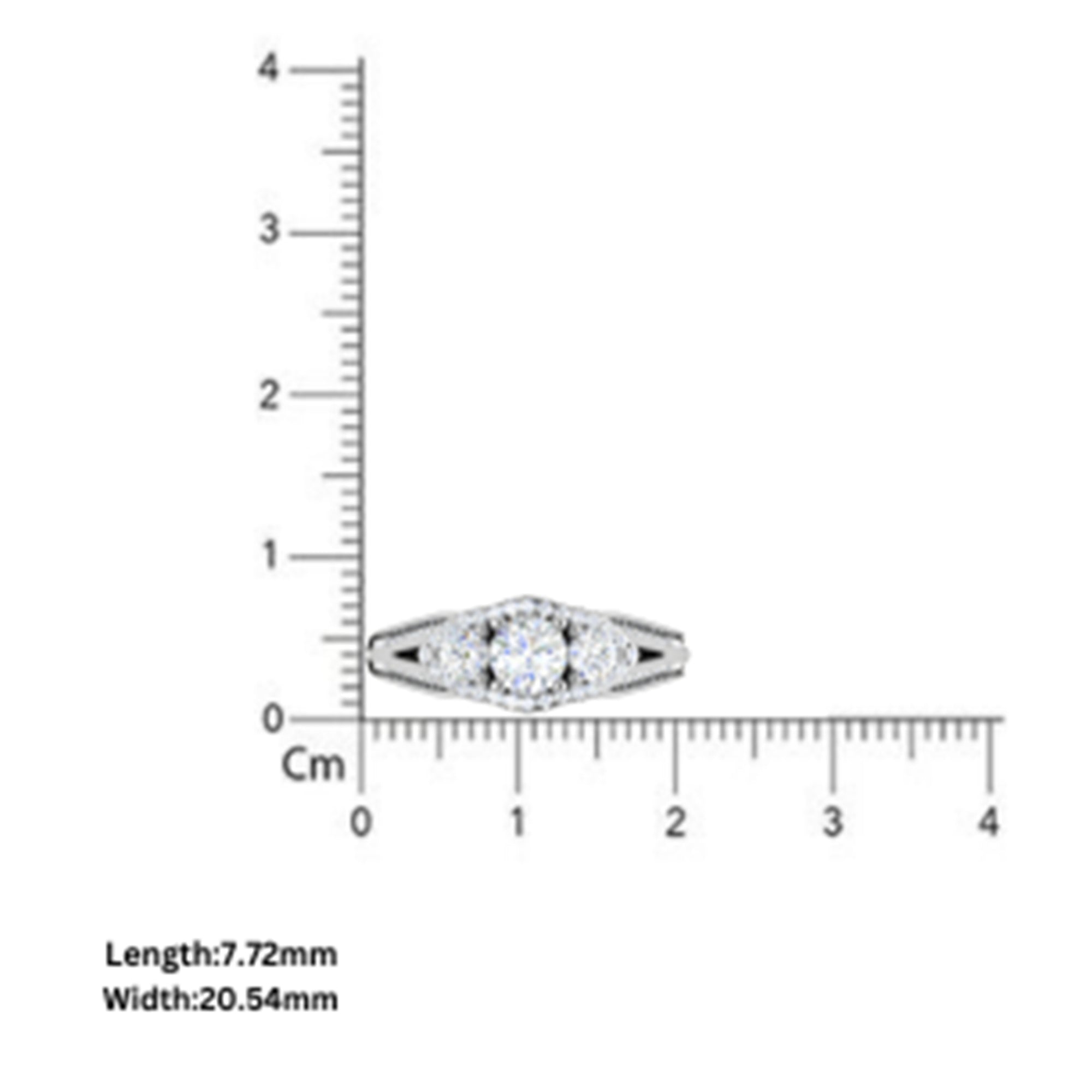 Three Stone Split Shank Ring