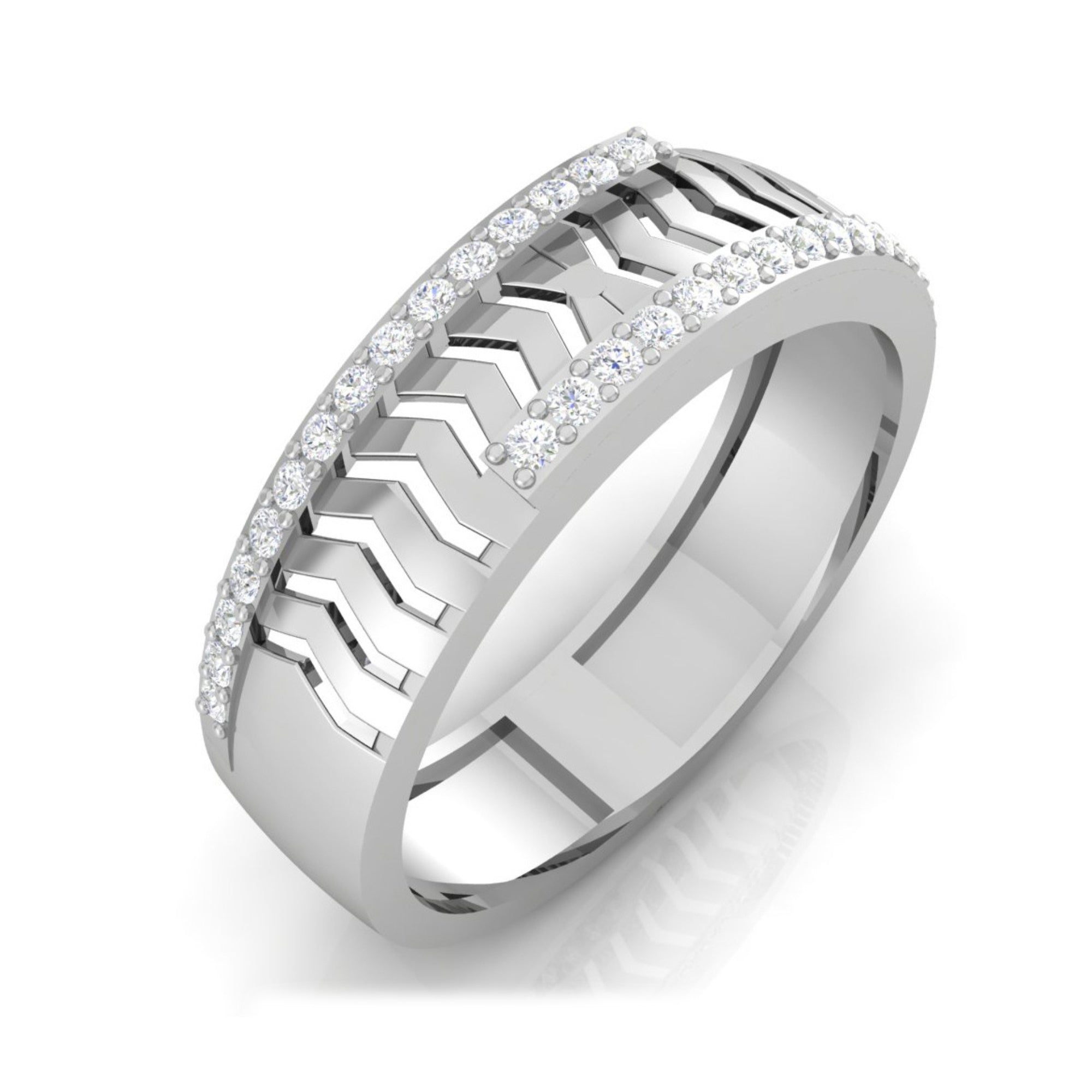 Modern Diamond Studded Couple Band