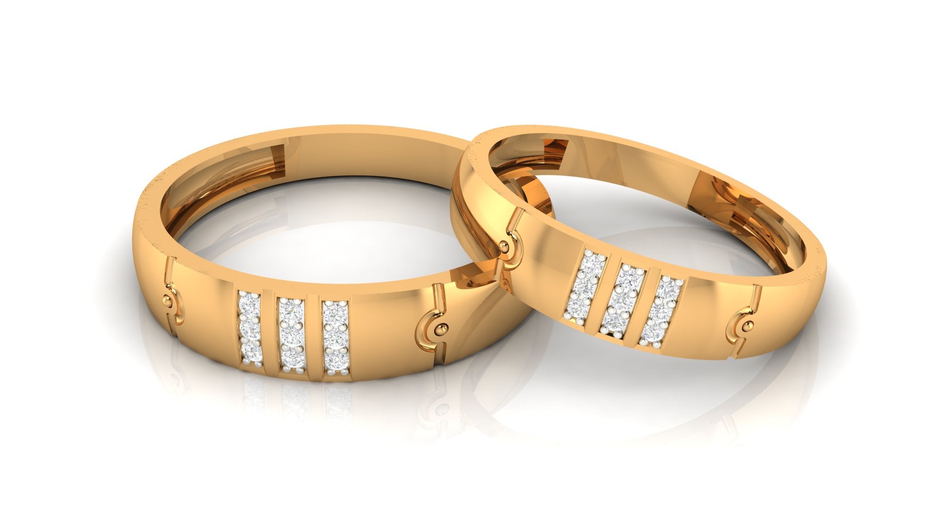 Adjustable Silver Yellow Gold Classic Triple-Layered Band For Couple