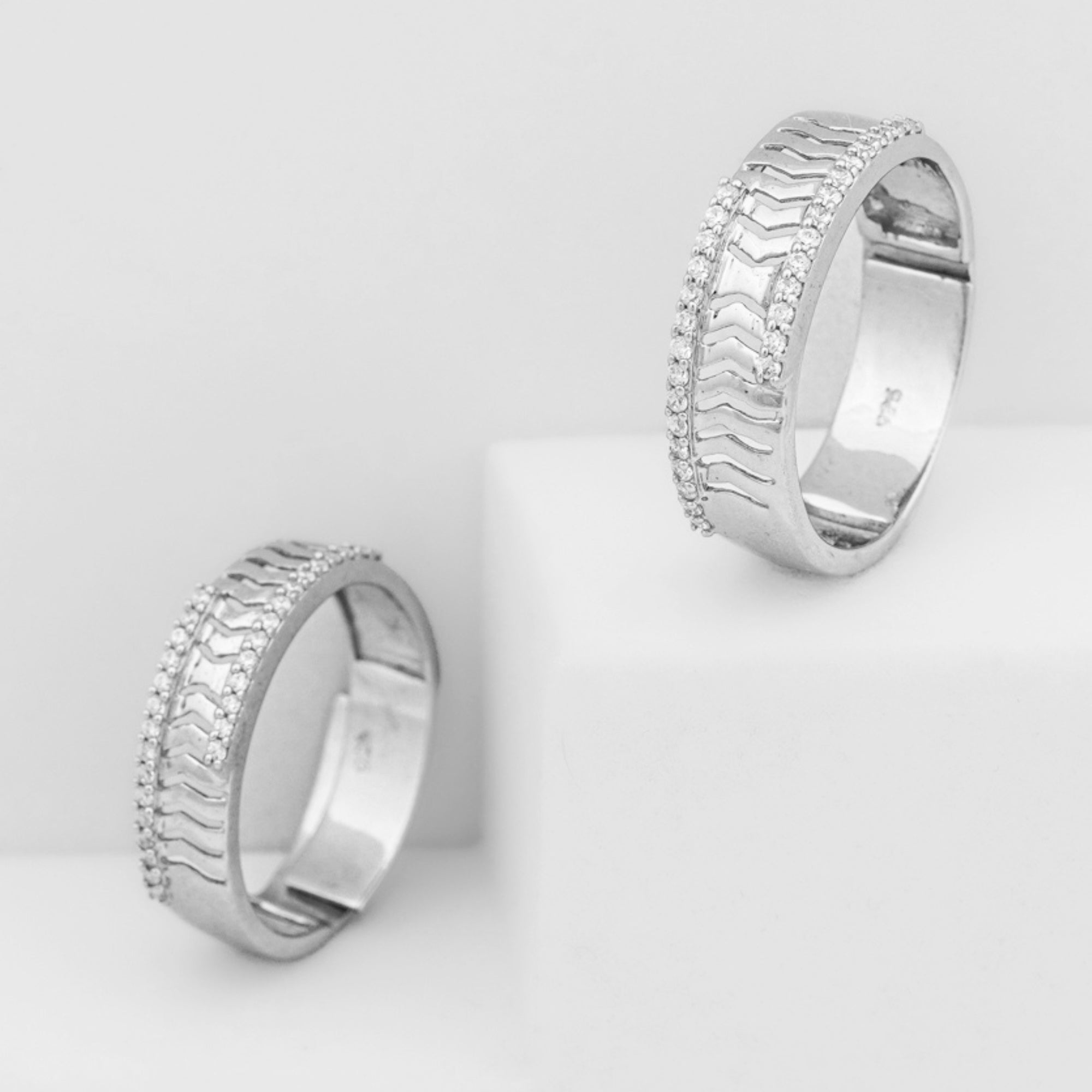 Modern Diamond Studded Couple Band