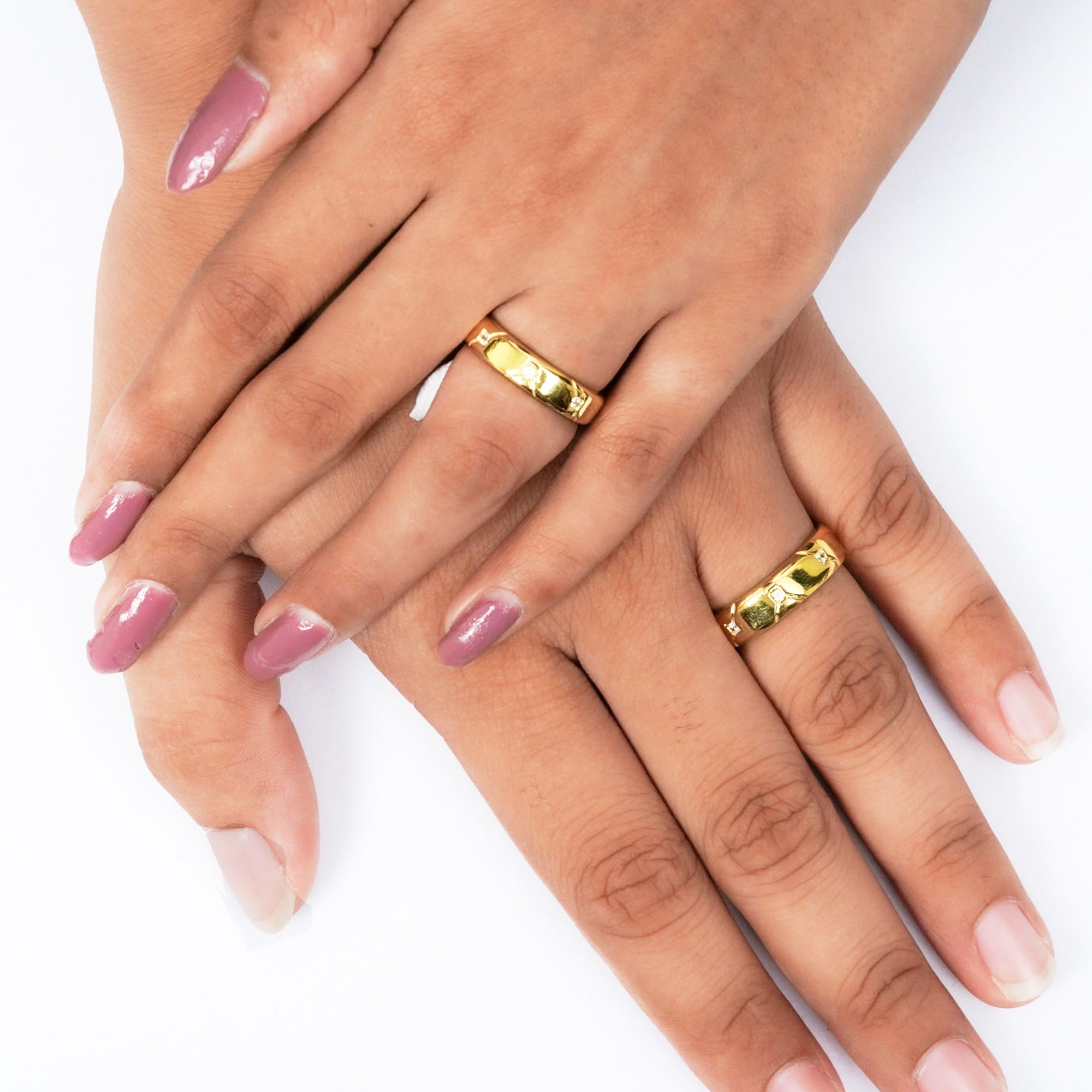 Elegant Matching Couple Diamond Bands