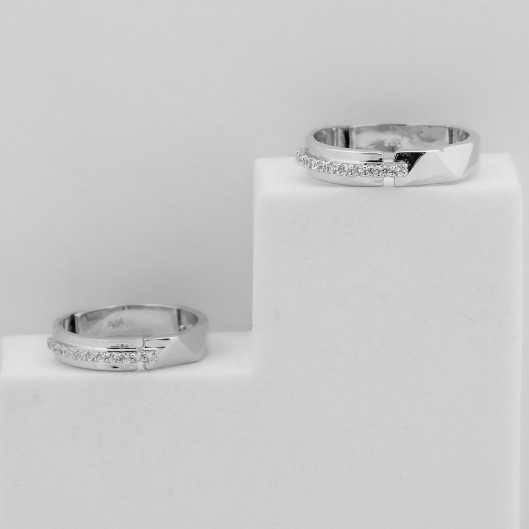 Sterling Silver Couple Band Ring Set