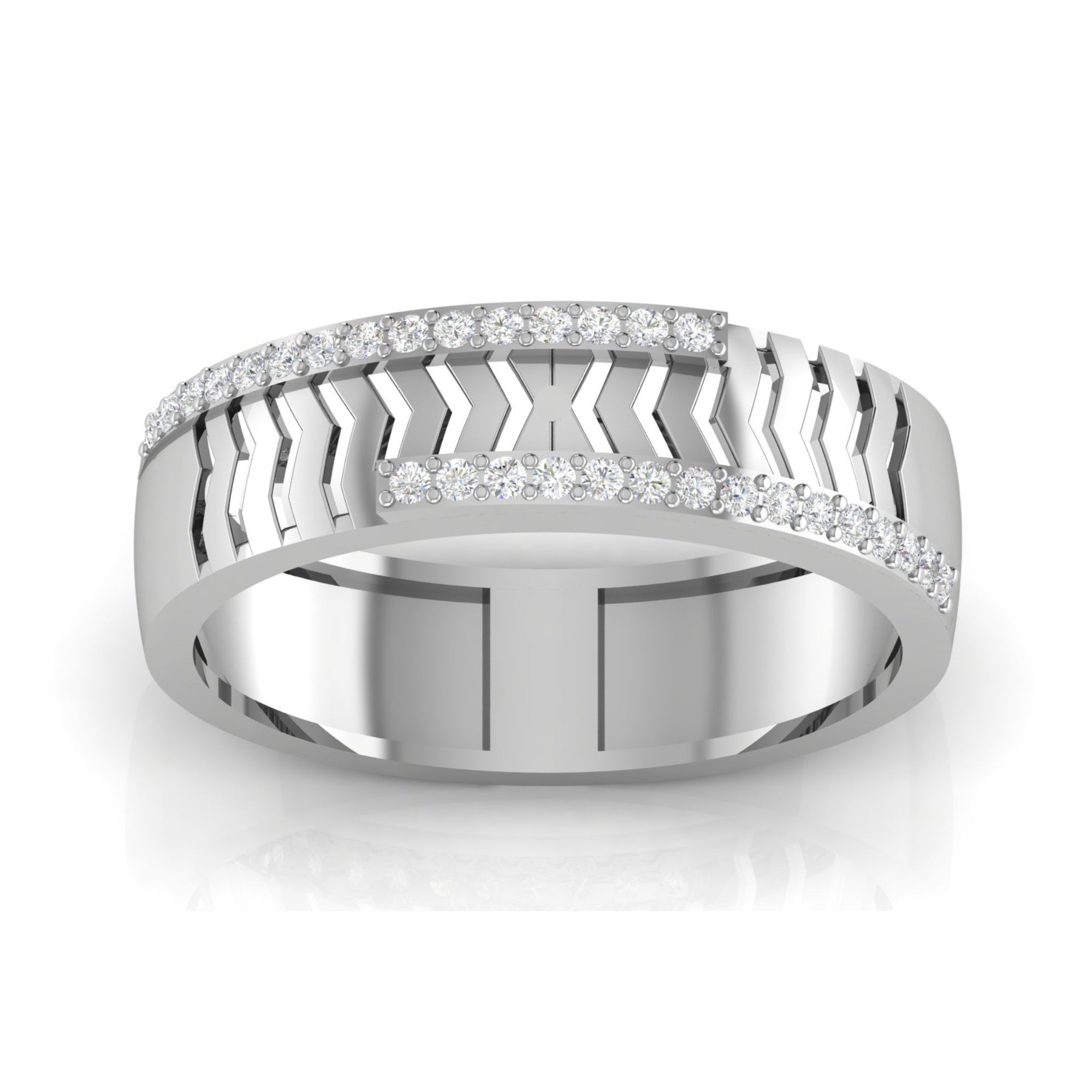Modern Diamond Studded Couple Band