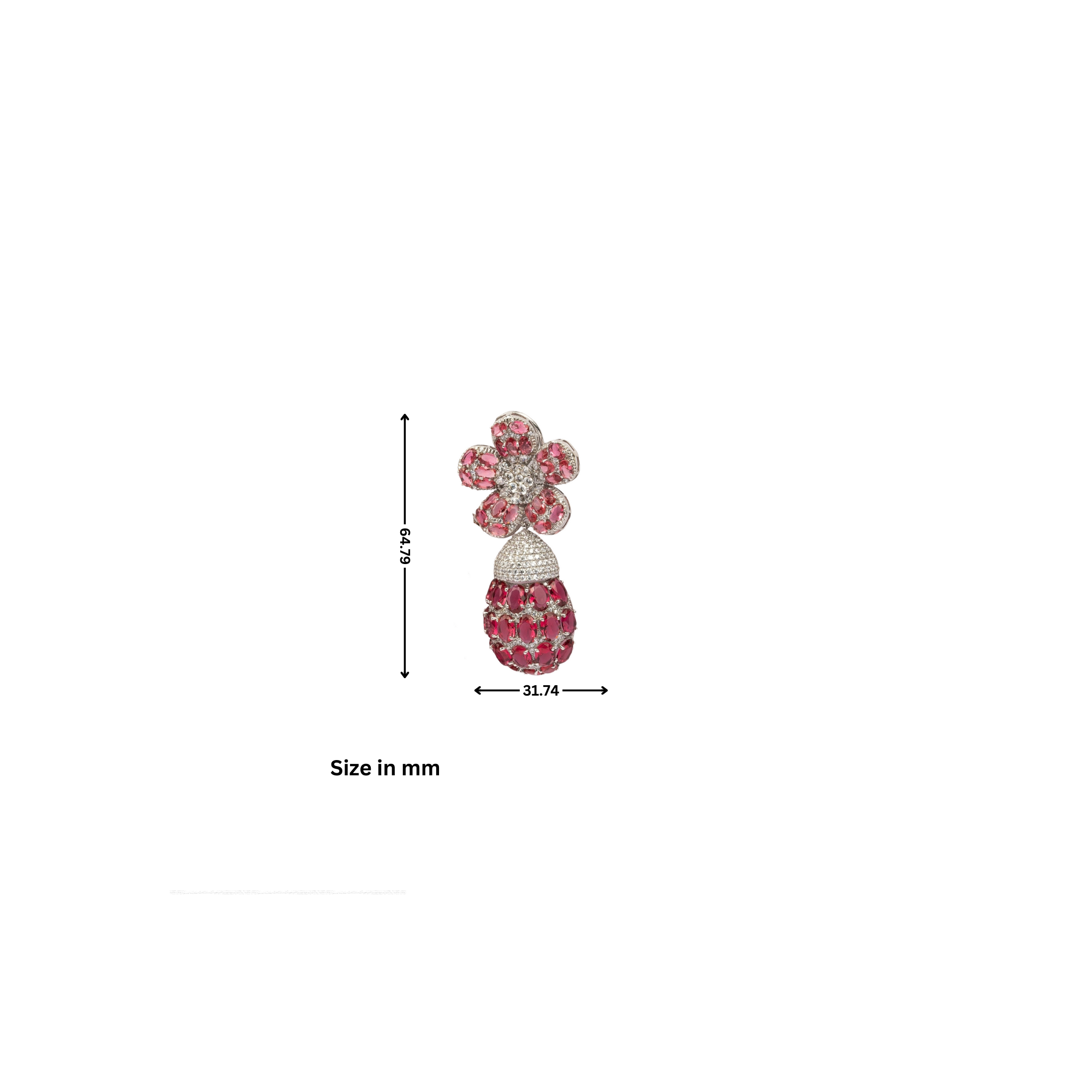 Ruby Mosaic Floral Drop Earring
