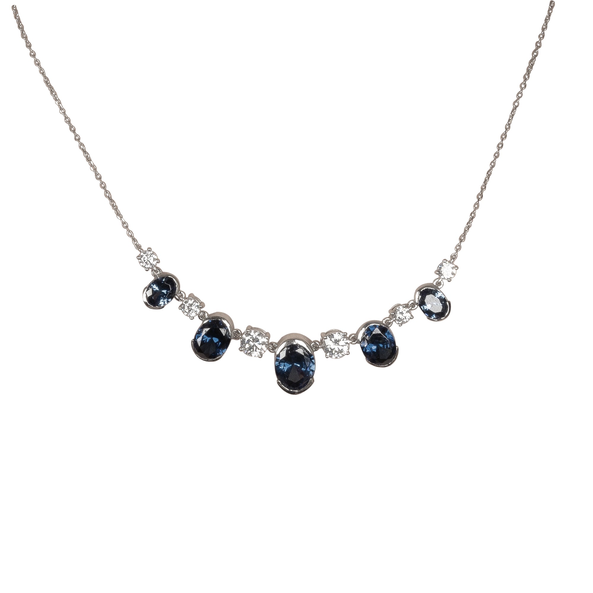 Radiant American Diamond and Sapphire Necklace
