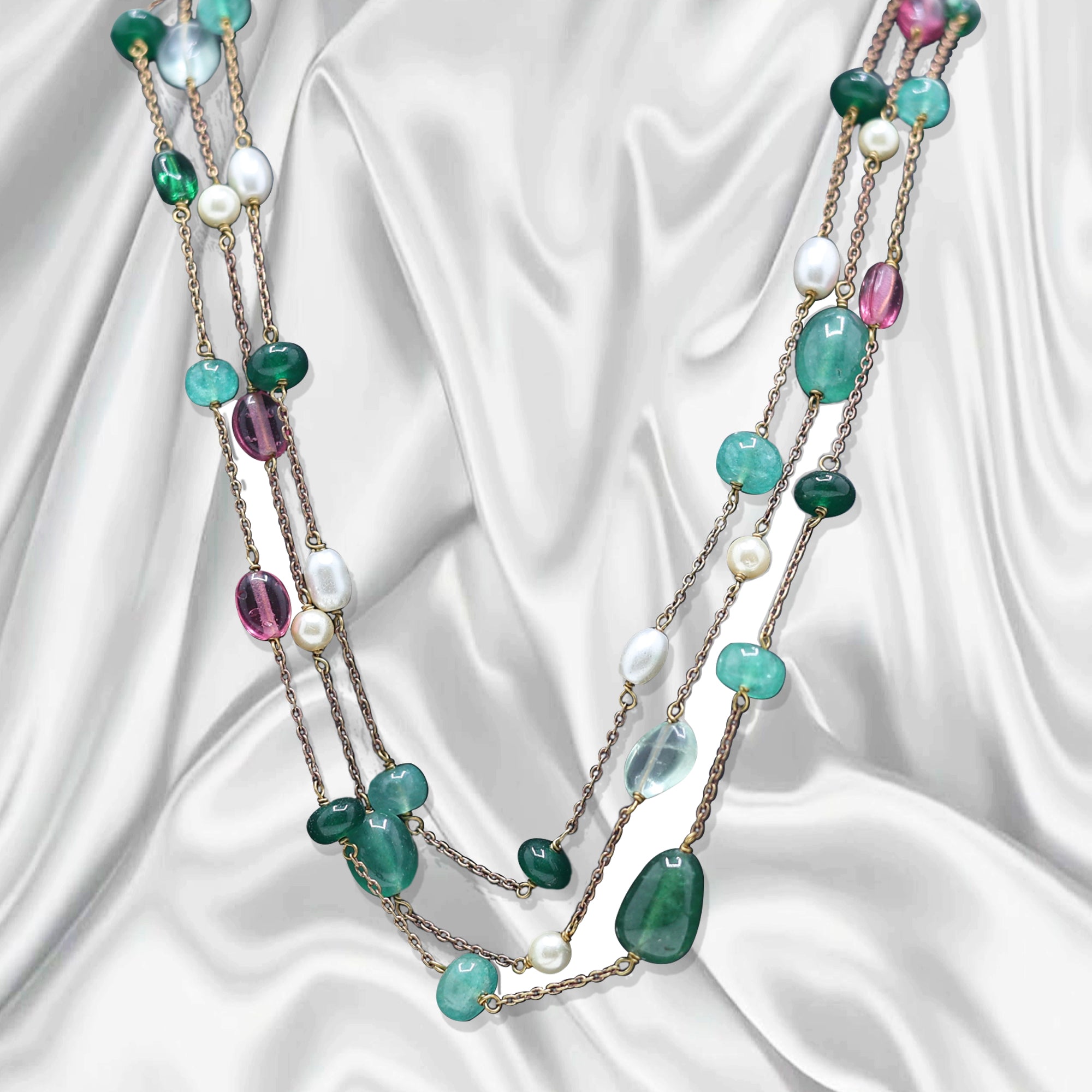 Three Layer Multi Color Beads Necklace