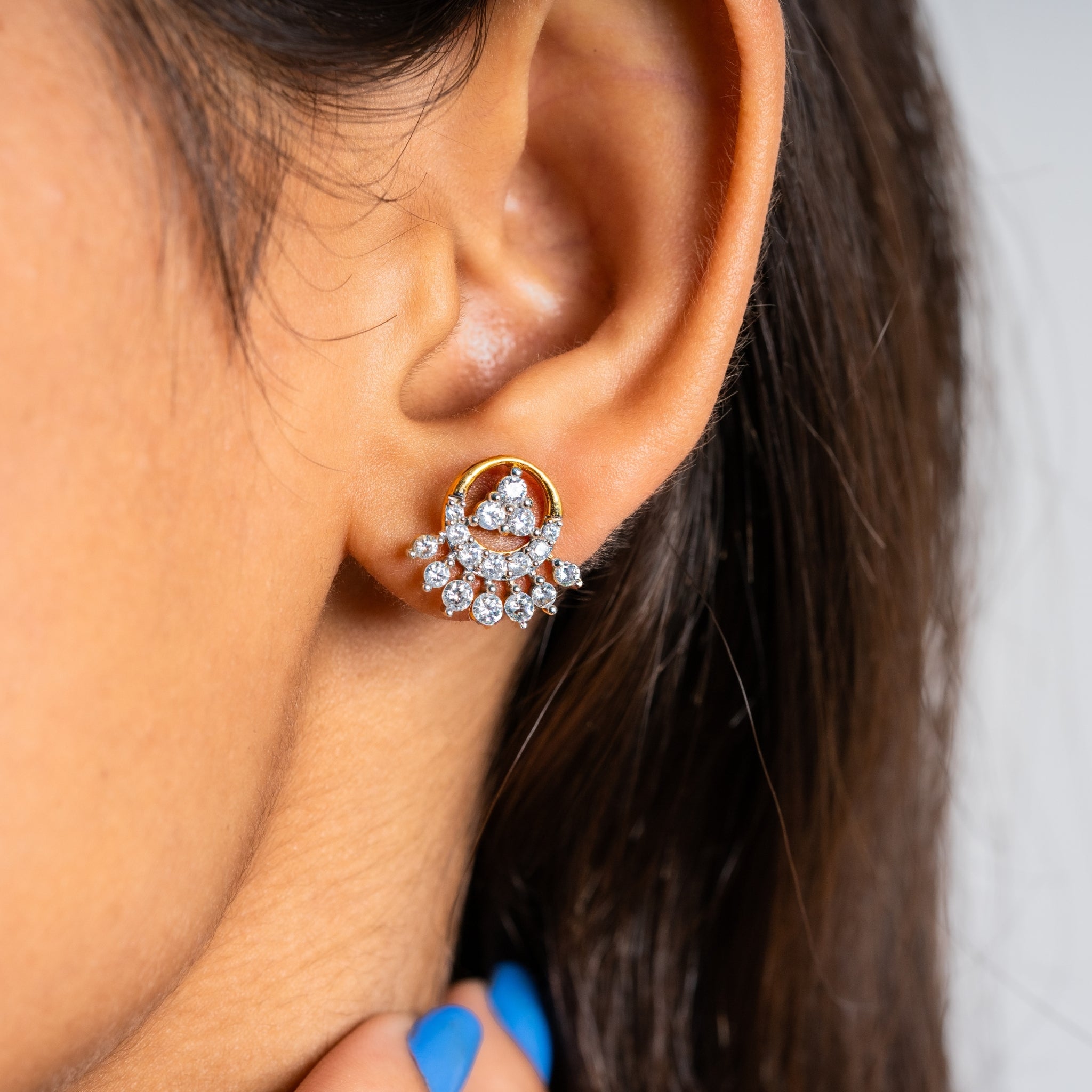 Silver Ethnic Stud Earrings