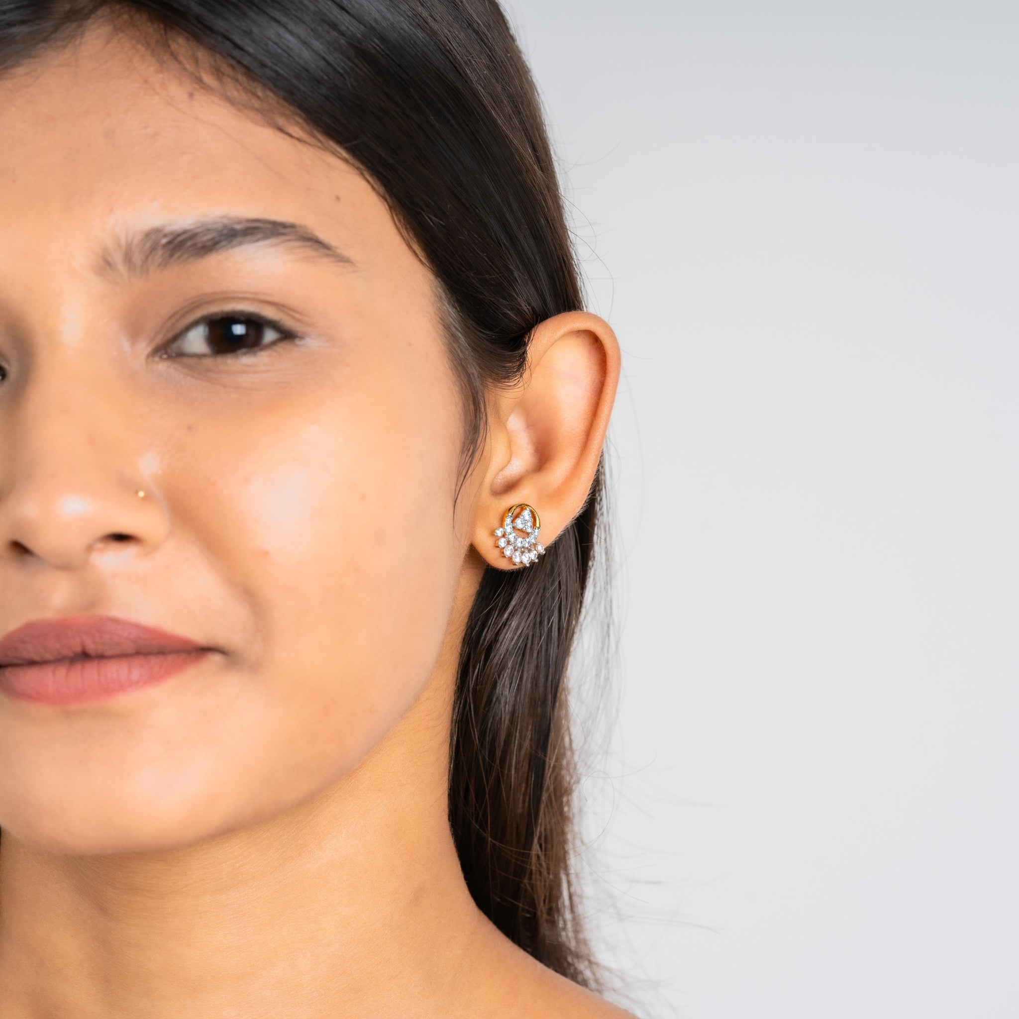 Silver Ethnic Stud Earrings