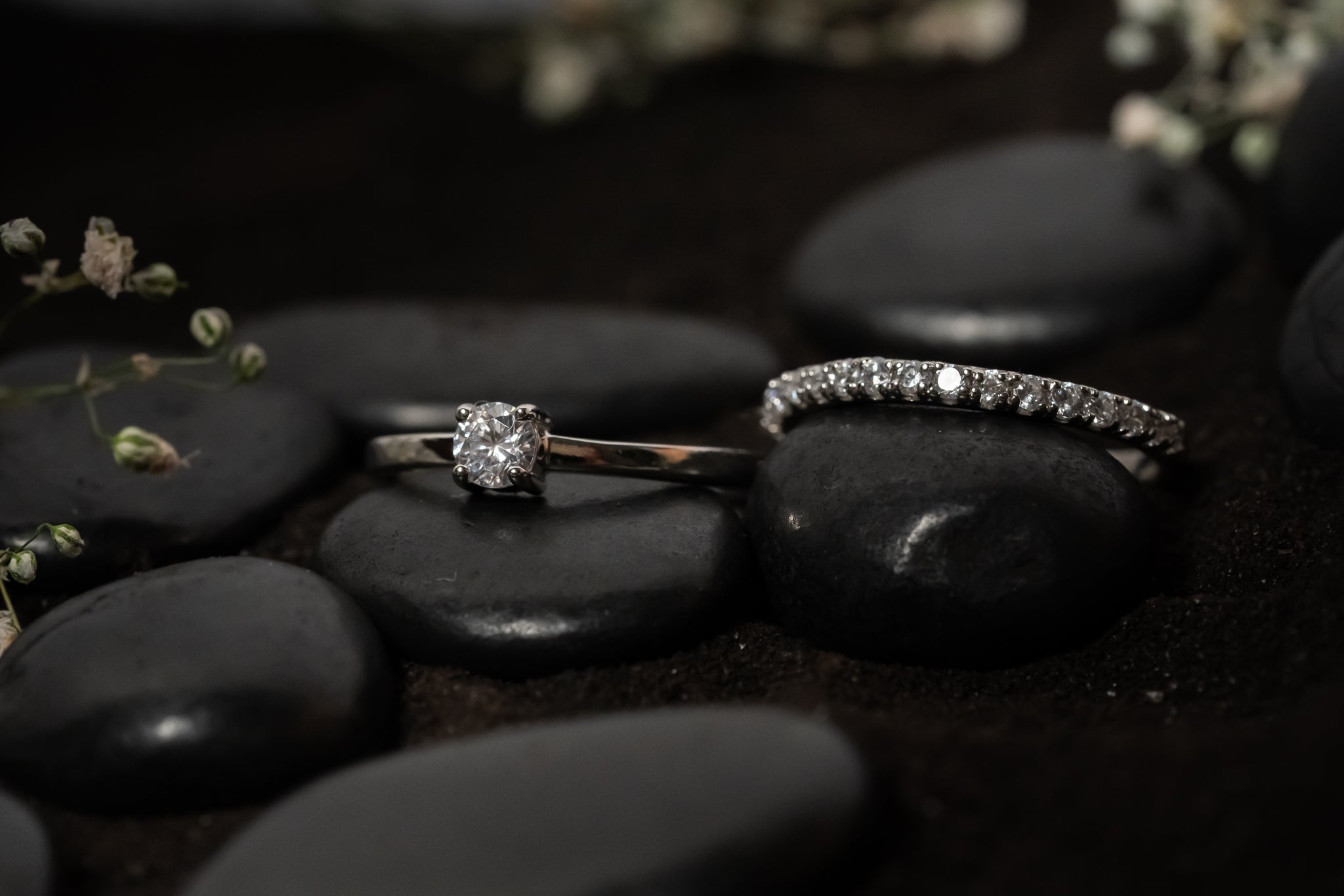 Solitaire and Half Eternity Ring Set