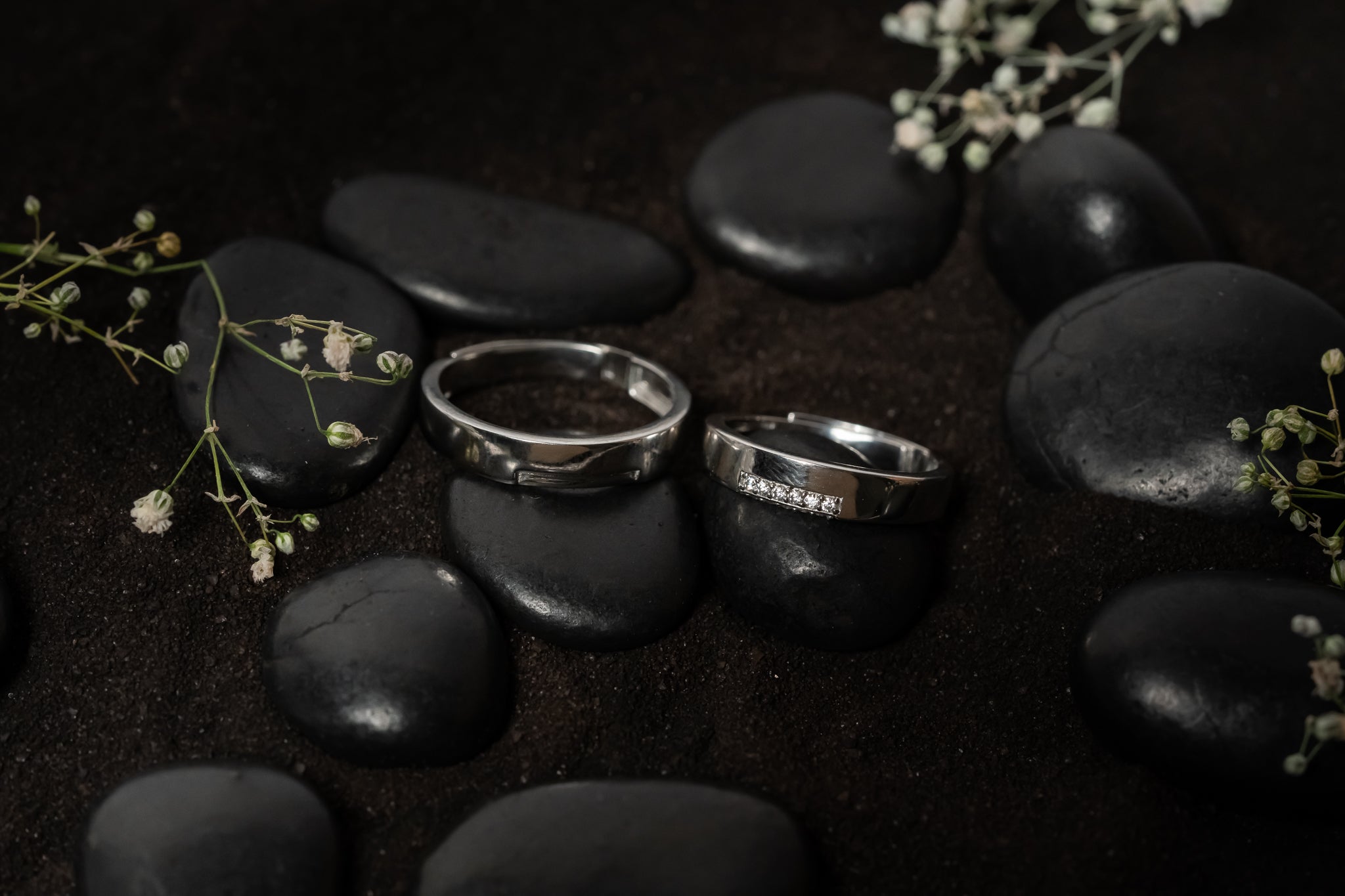 Sparkling Silver Couple Rings