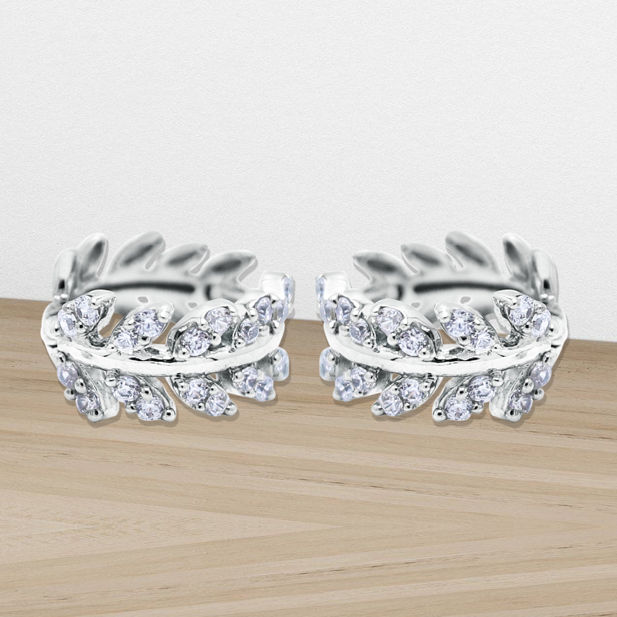 White Gold Plated Leaf Earrings