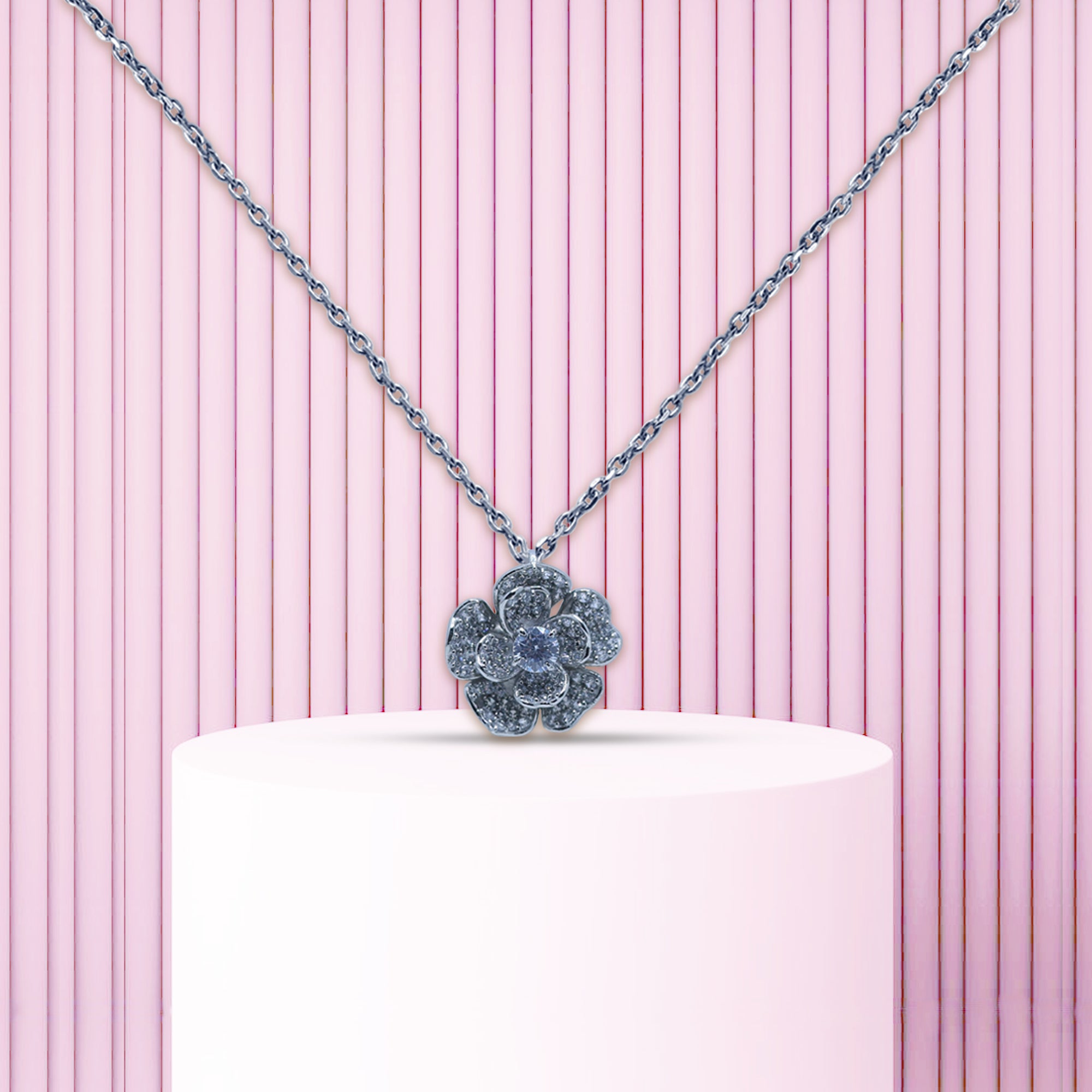 Dainty Silver Flower Pendant