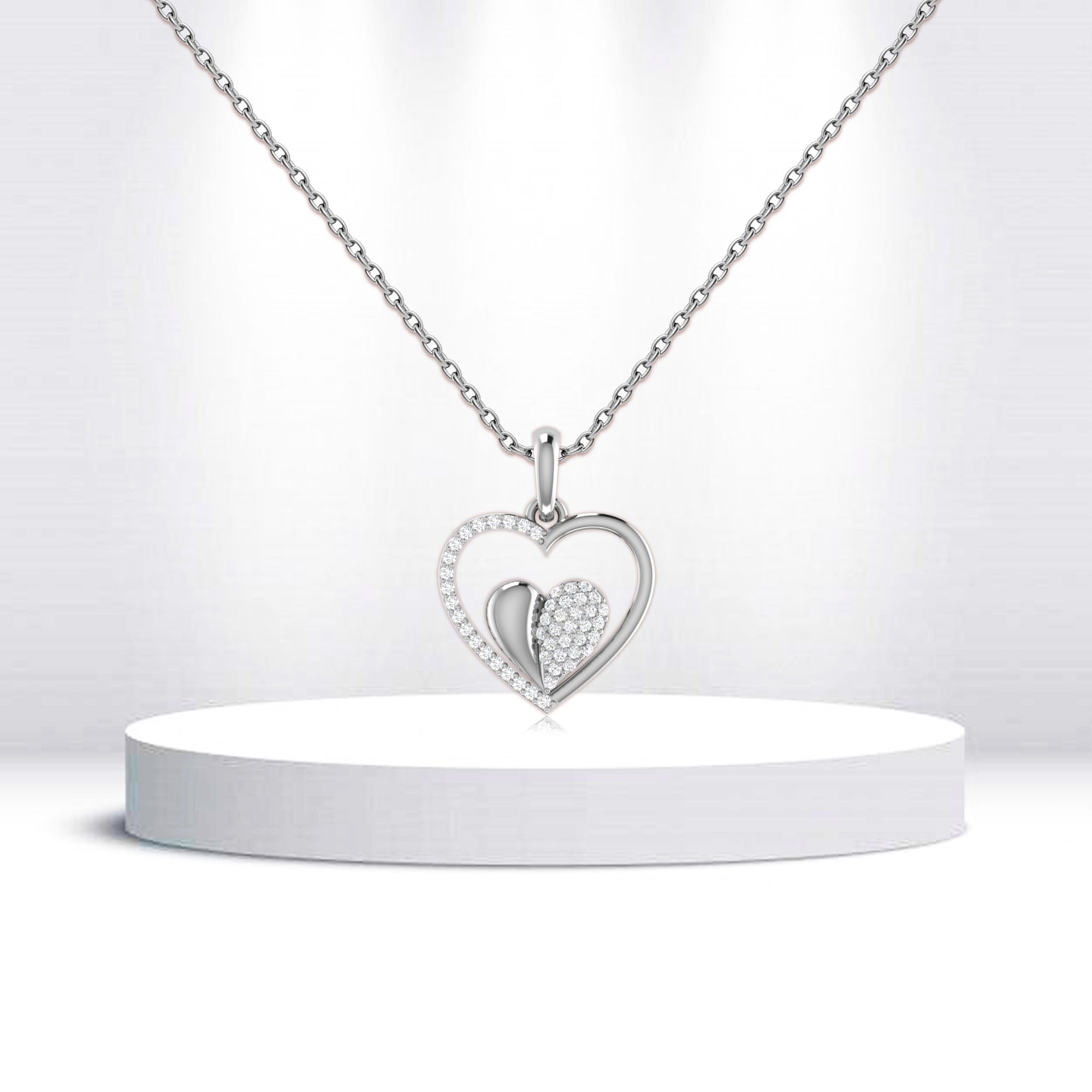Sparkling Double Heart Pendant