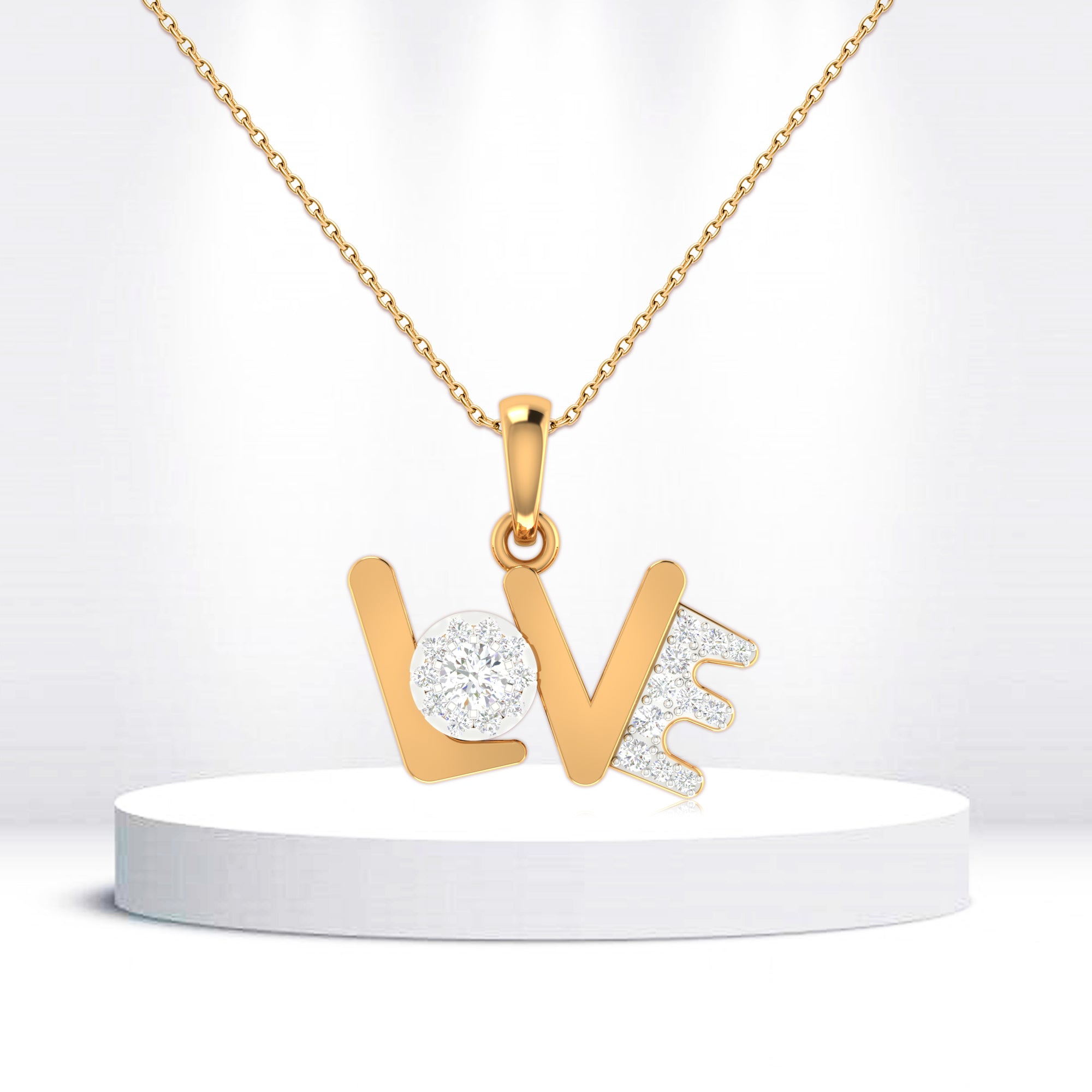 Gold Plated Love Script Pendant